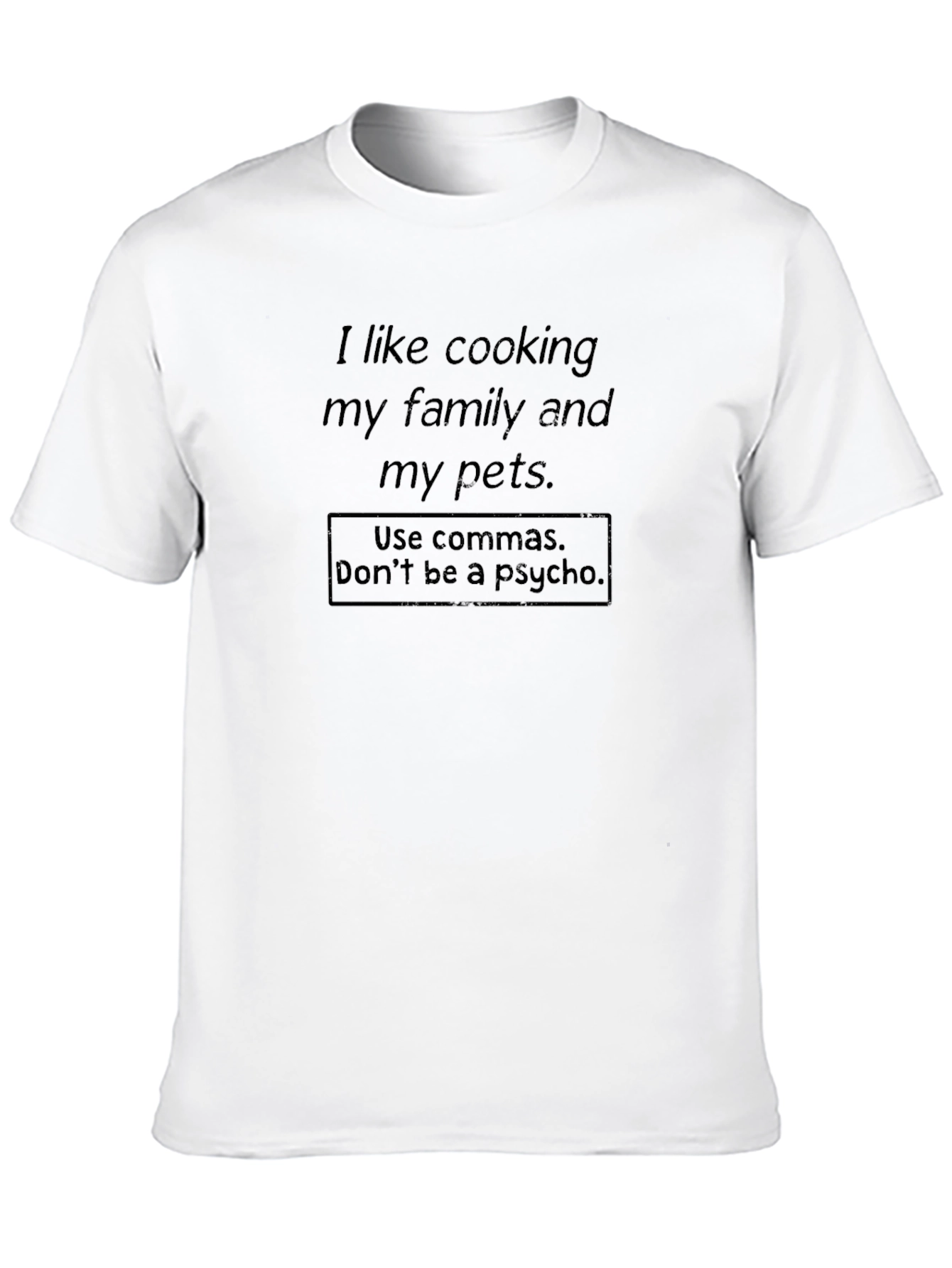 Black Funny Grammar T-Shirt - Family, Pets, and Commas view 10