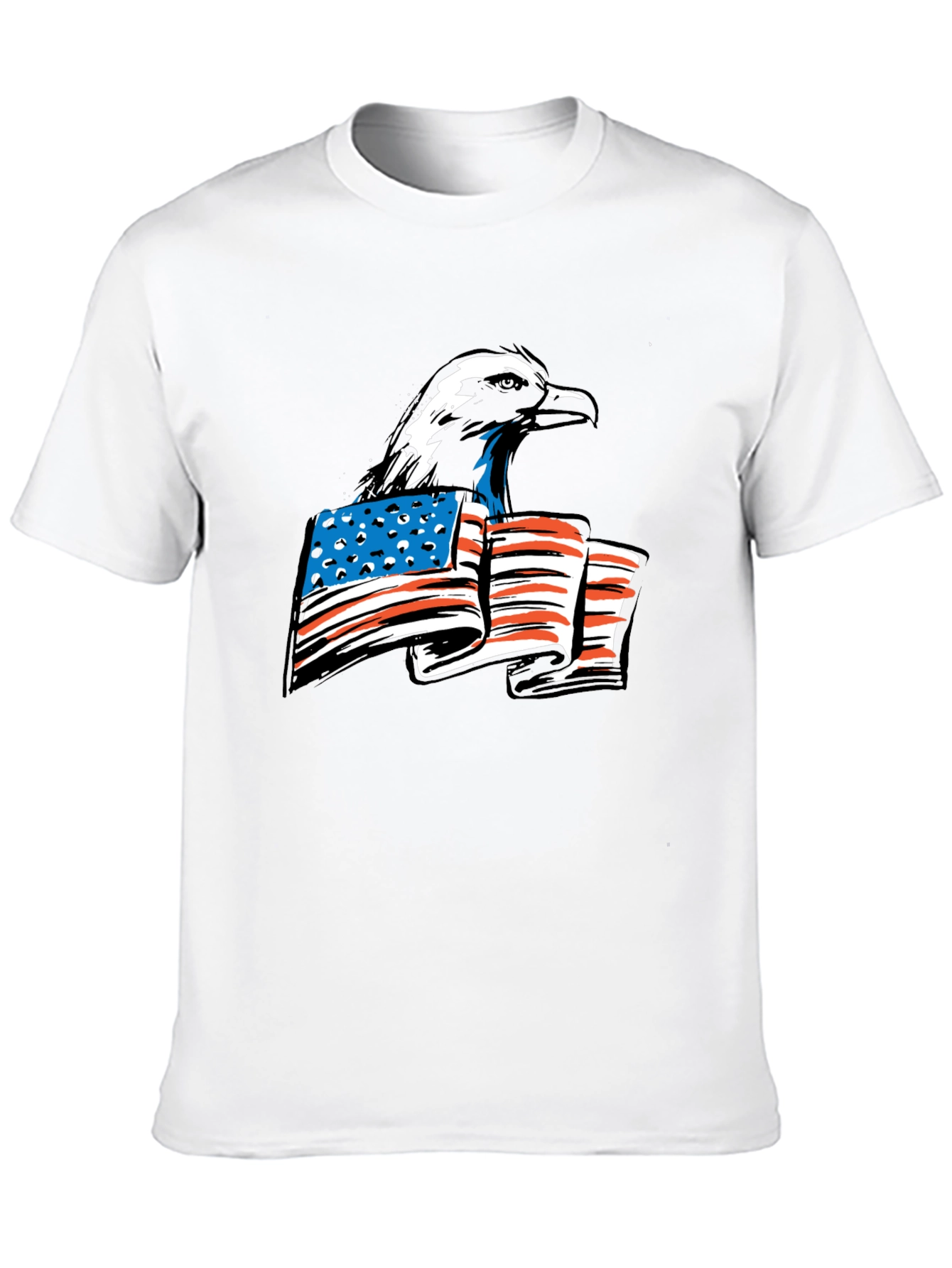 Black Bald Eagle American Flag Graphic Tee view 10
