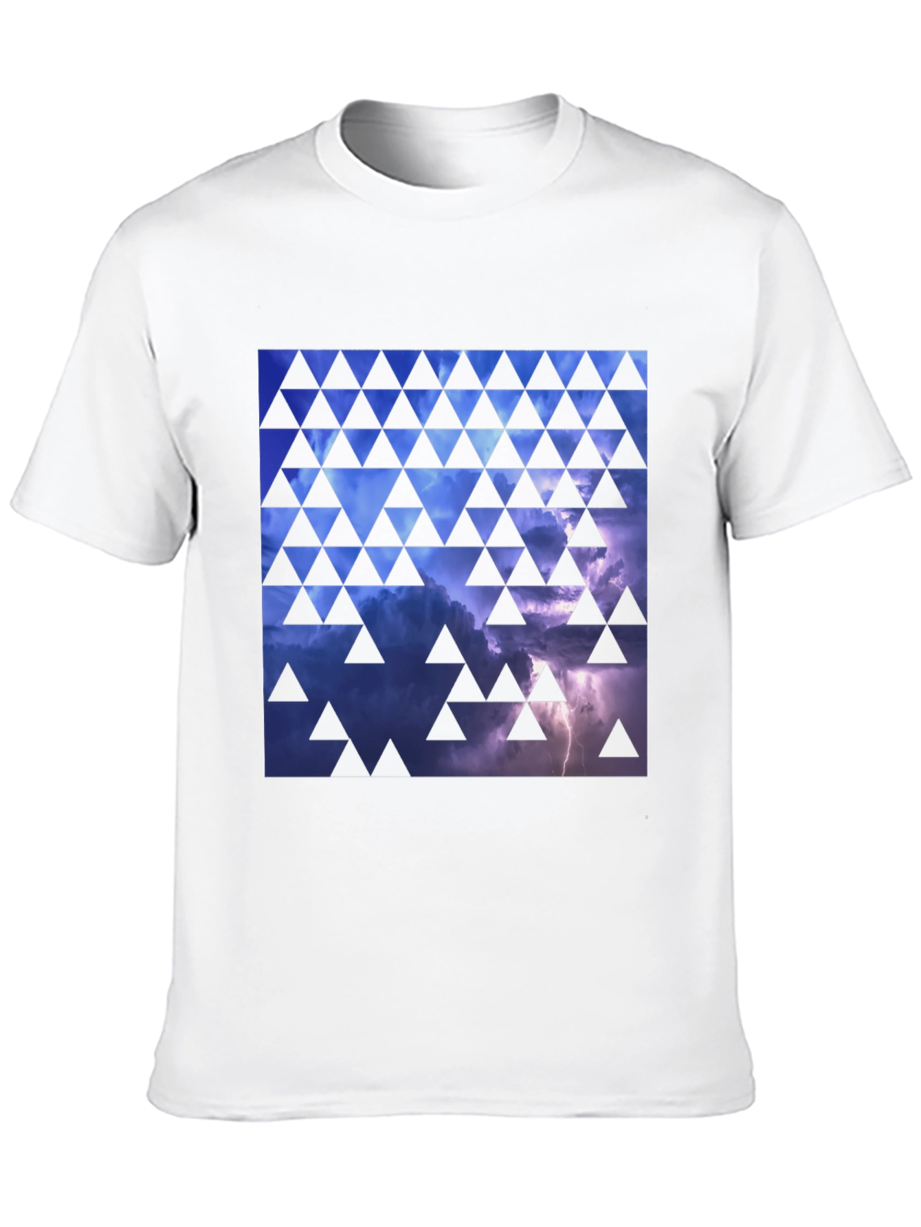 Black Stormy Sky Triangle Pattern Black T-Shirt view 10