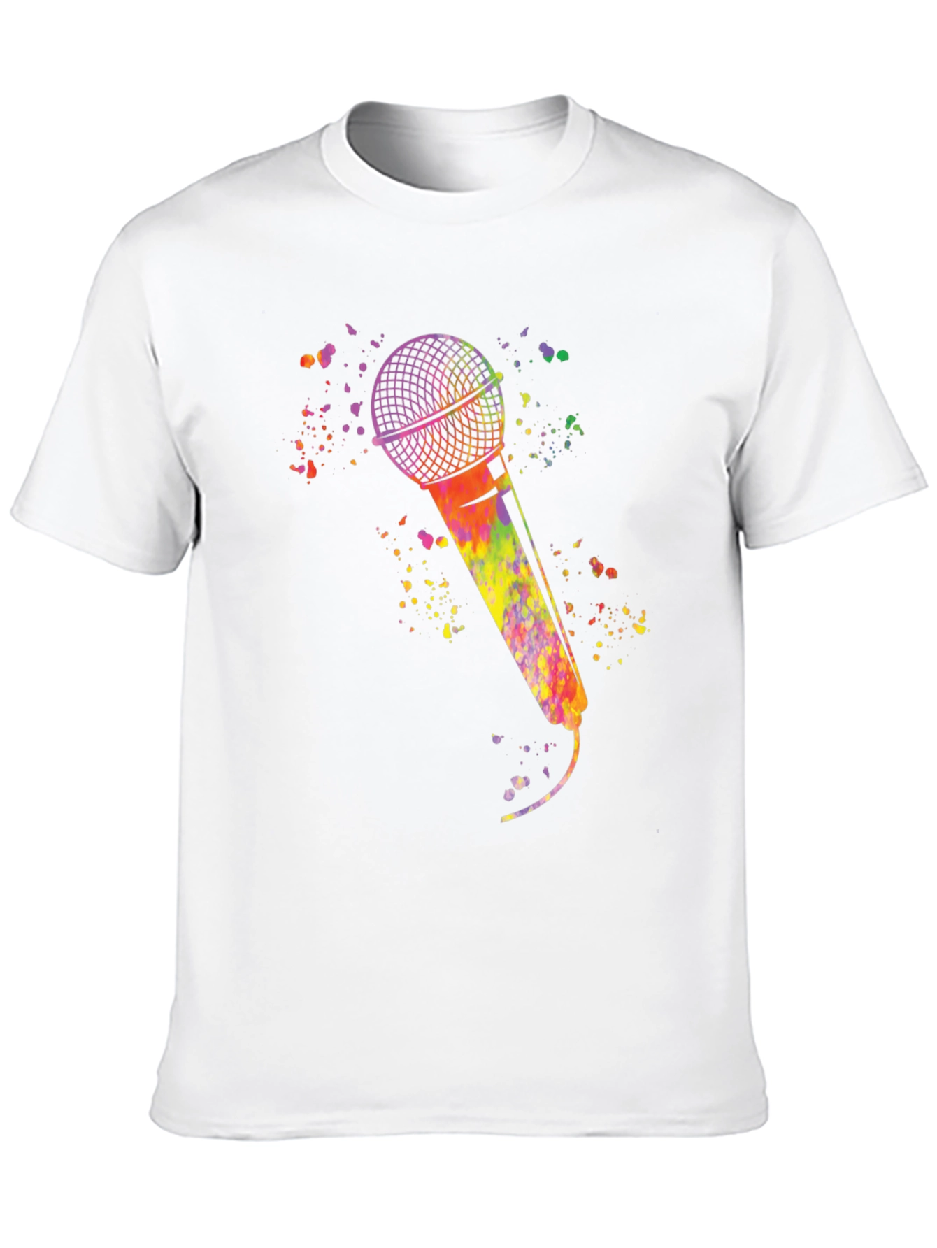 Black Watercolor Microphone Black T-Shirt view 10