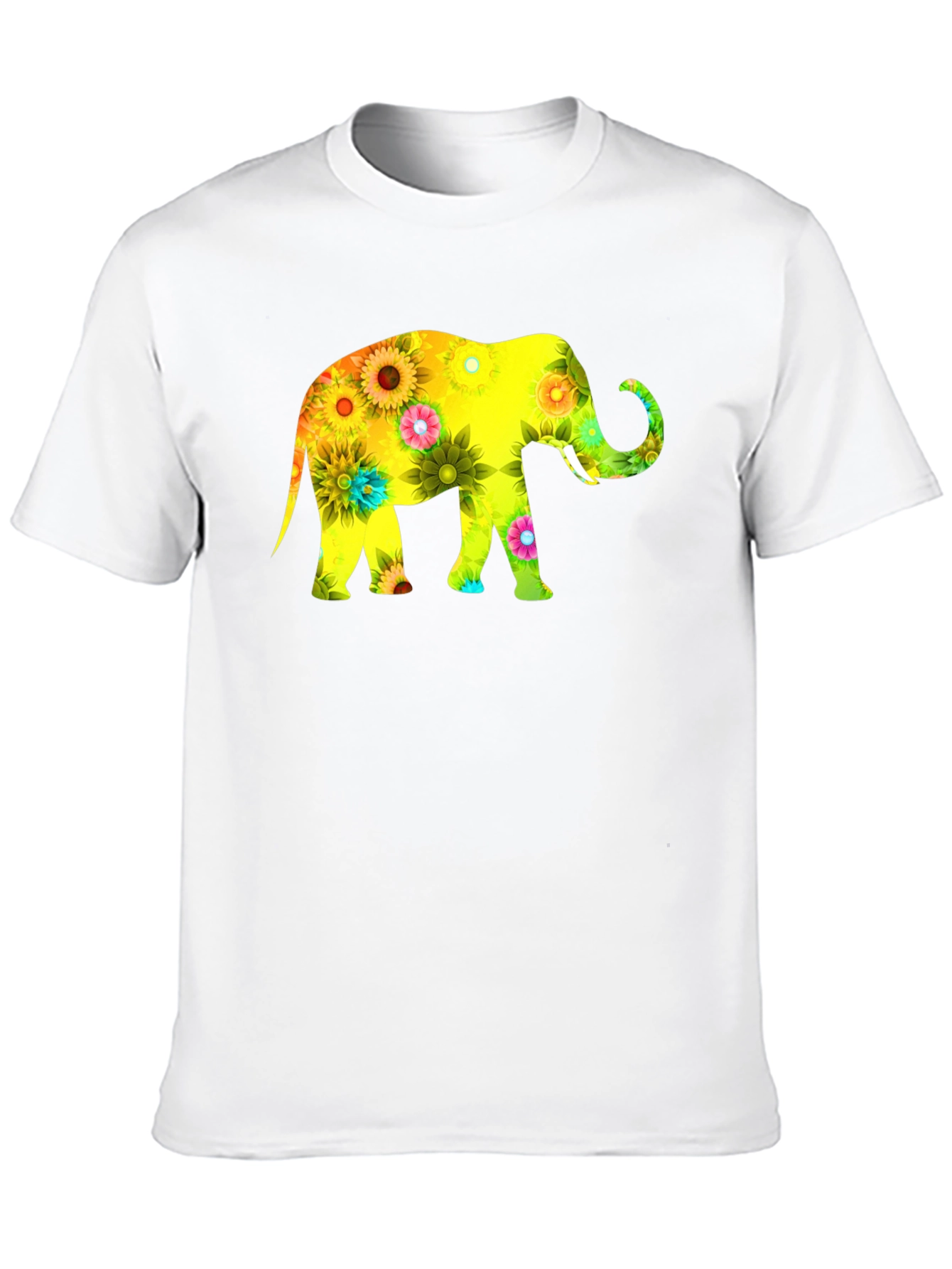 Black Floral Elephant Graphic Print T-Shirt view 10