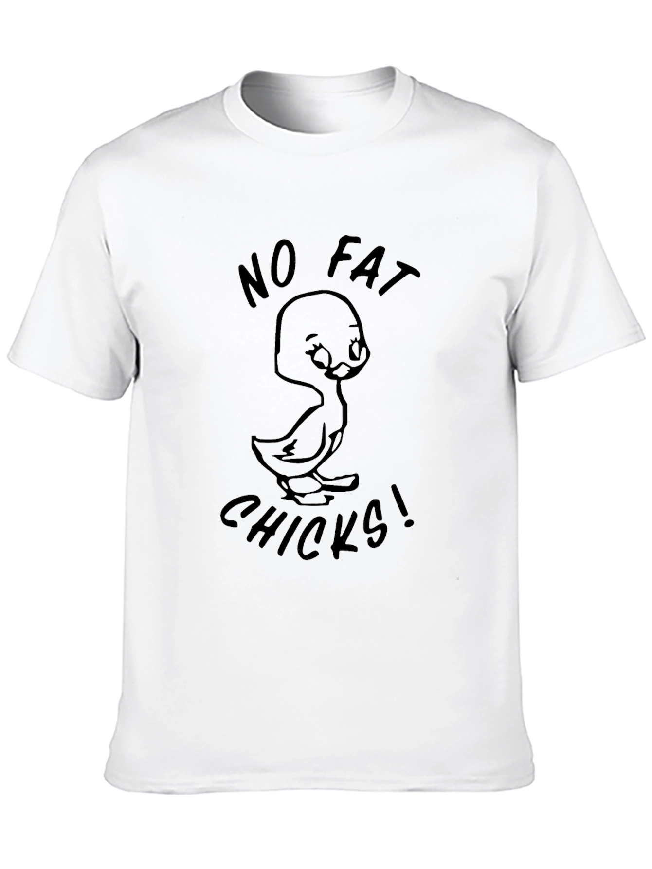 Black Humorous "No Fat Chicks!" Graphic Tee view 10