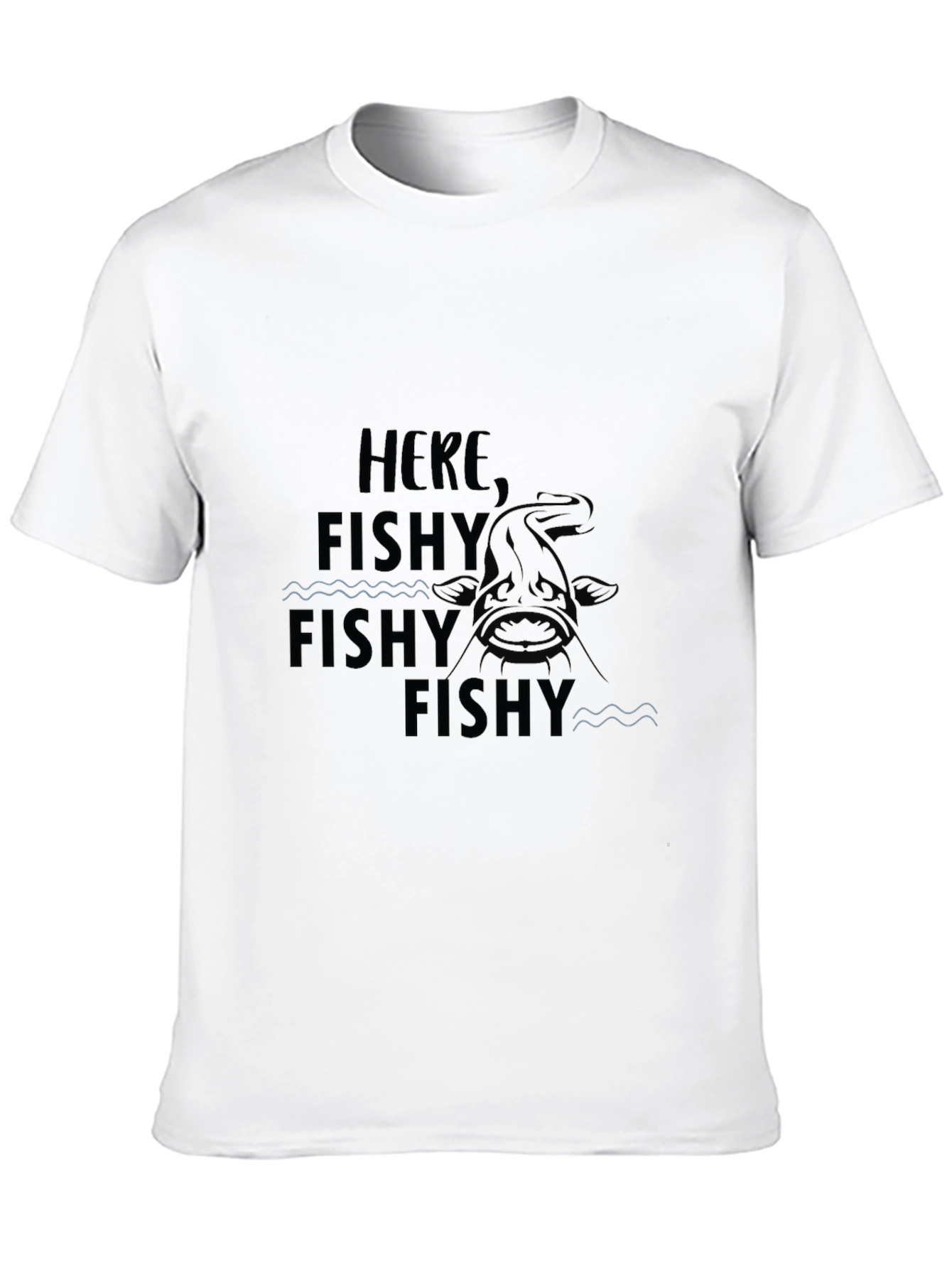 Black Here Fishy Fishy Fishy Funny Graphic T-Shirt view 10