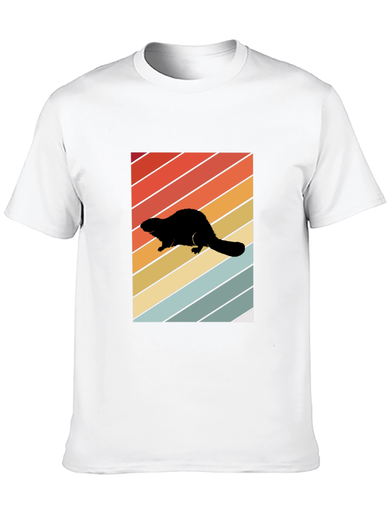 Black Retro Beaver Silhouette T-Shirt view 10