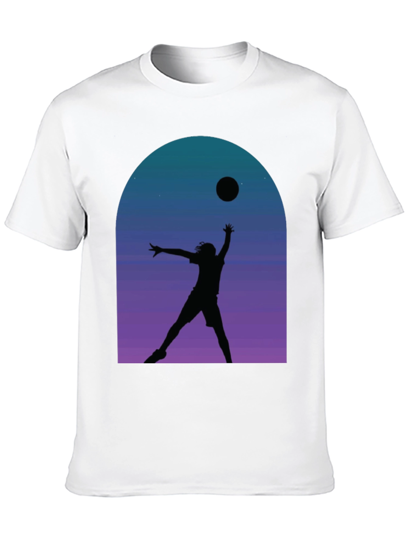 Black Silhouette Volleyball T-Shirt - Night Sky Graphic Tee view 10