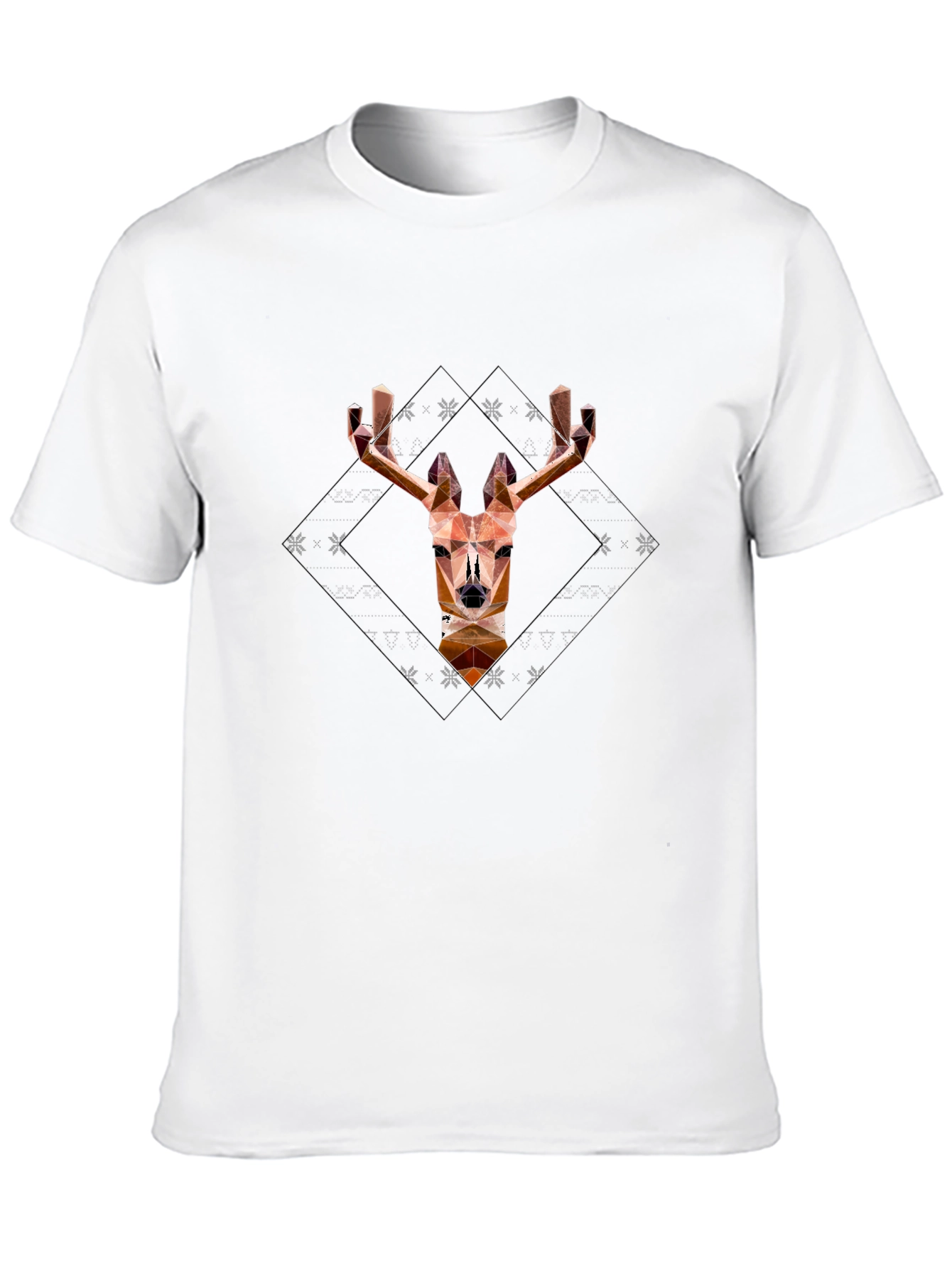 Black Geometric Deer Head Graphic Black T-Shirt view 10