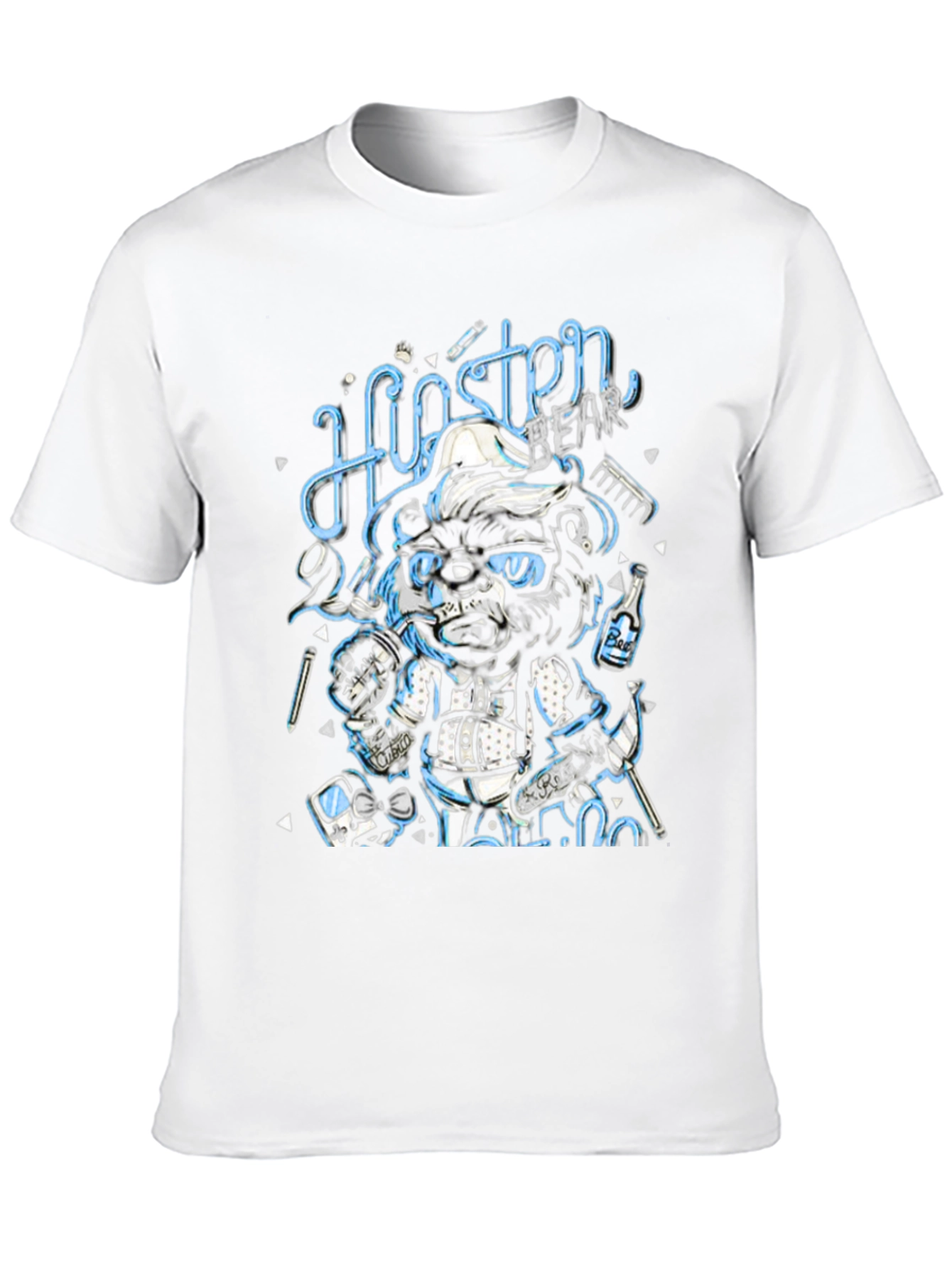 Black Hipster Bear Graphic T-Shirt - Cool Cartoon Print view 10