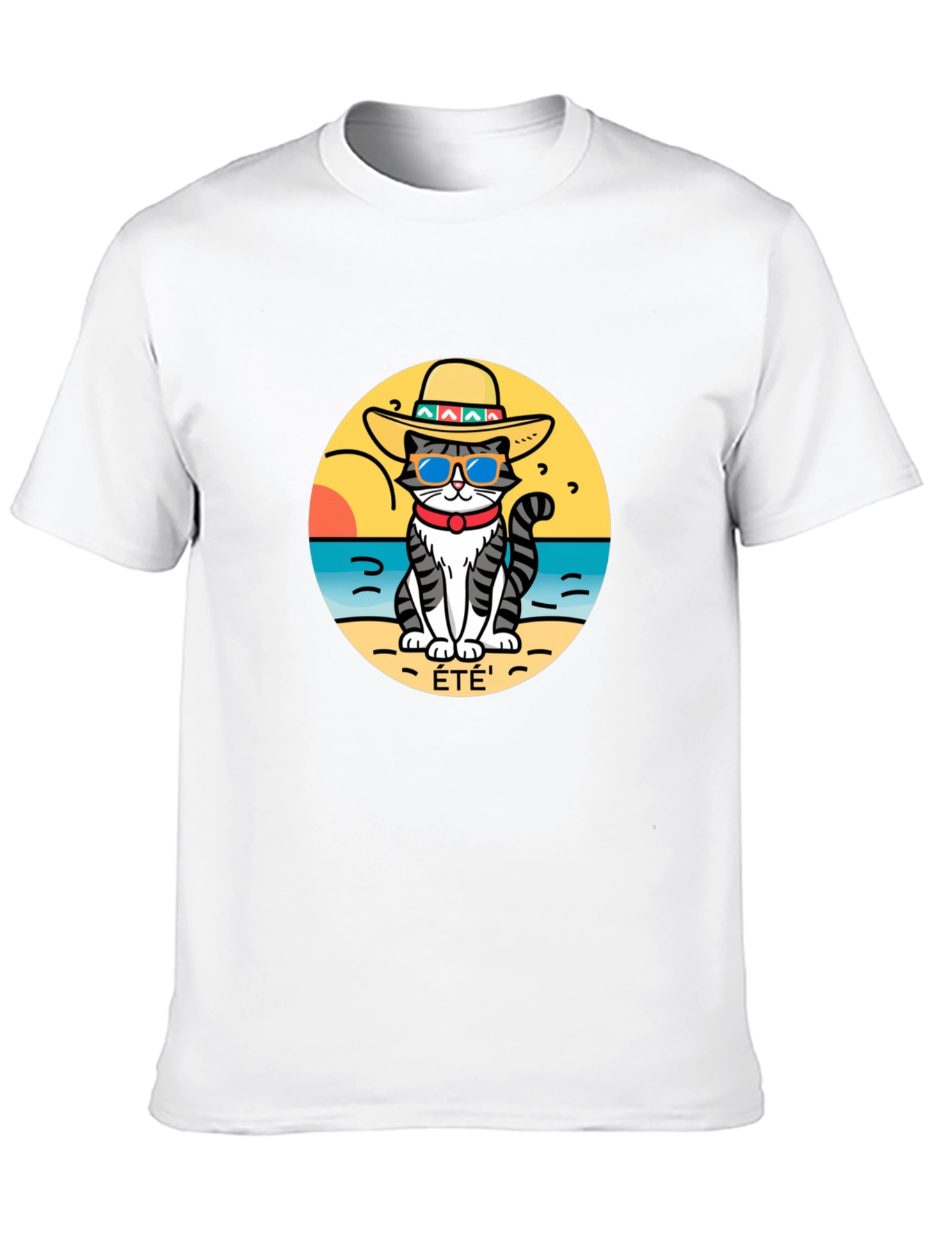 Black Summer Cat T-Shirt - Beach Vibes view 10
