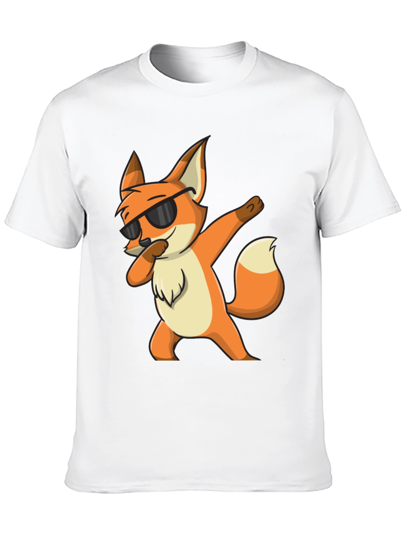 Black Cool Fox Dabbing Graphic Black T-Shirt view 10
