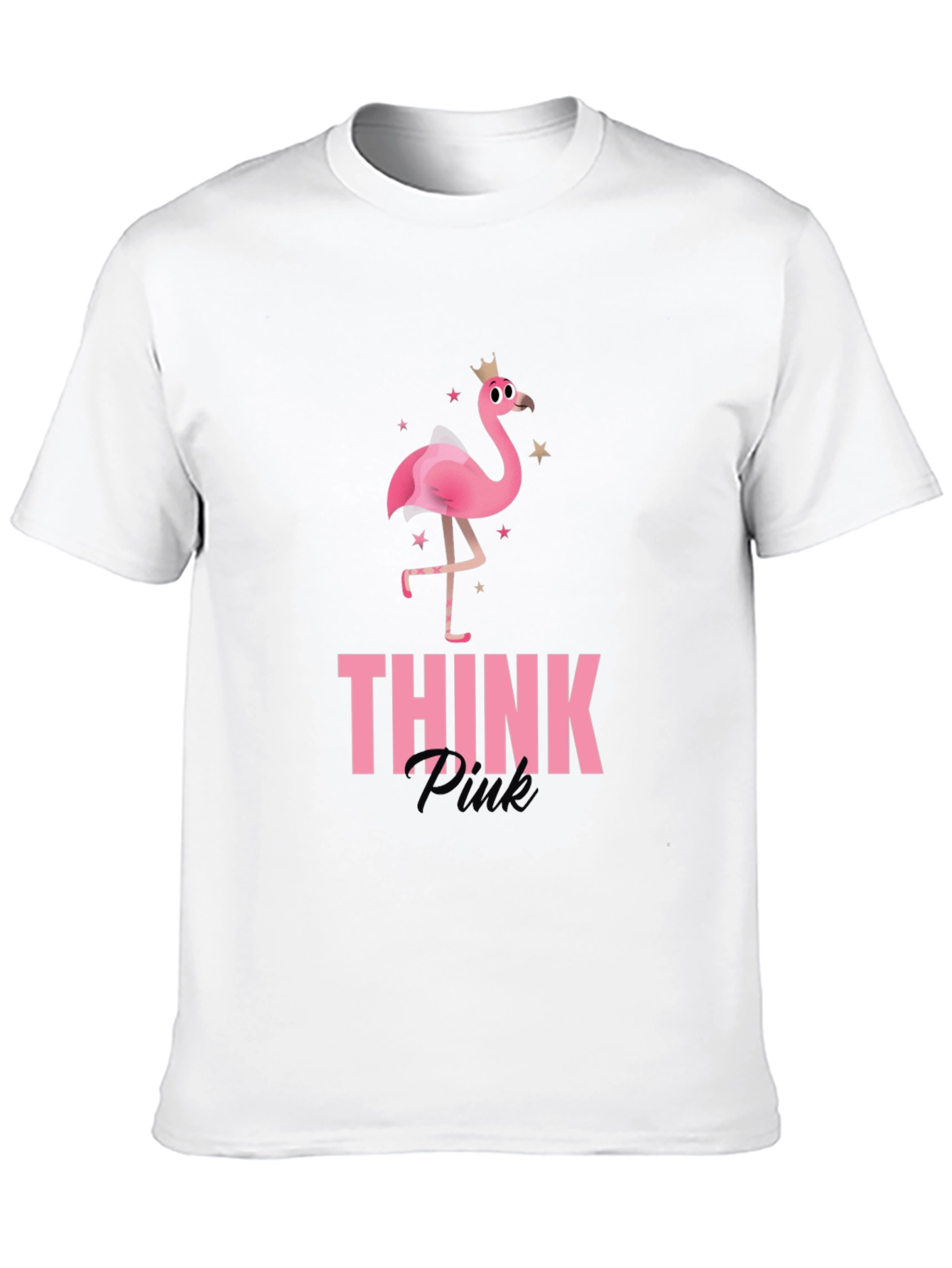 Black Think Pink Flamingo Graphic Tee - Black view 10