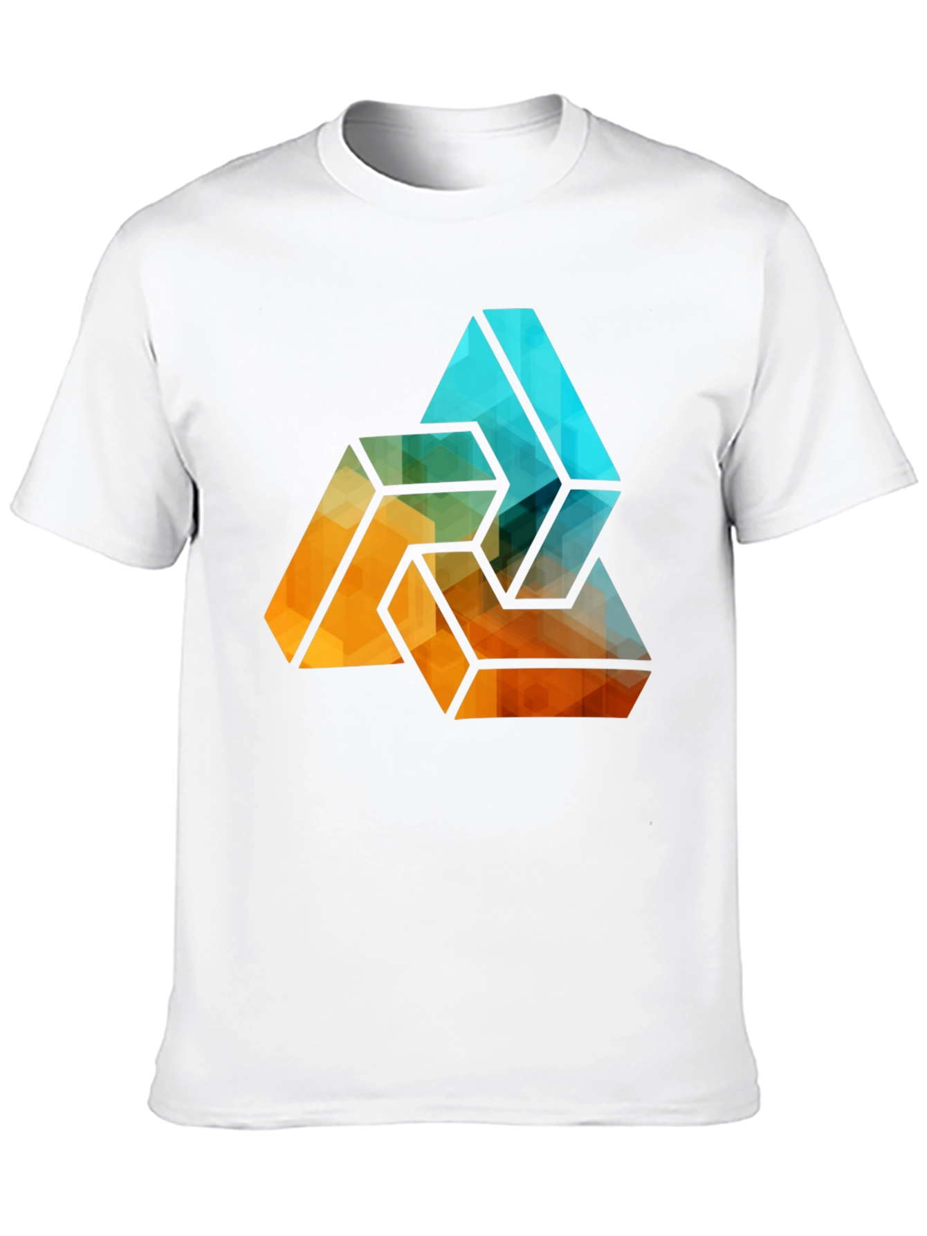 Black Geometric Triangle Graphic Tee - Stylish Men's Black T-Shirt view 10