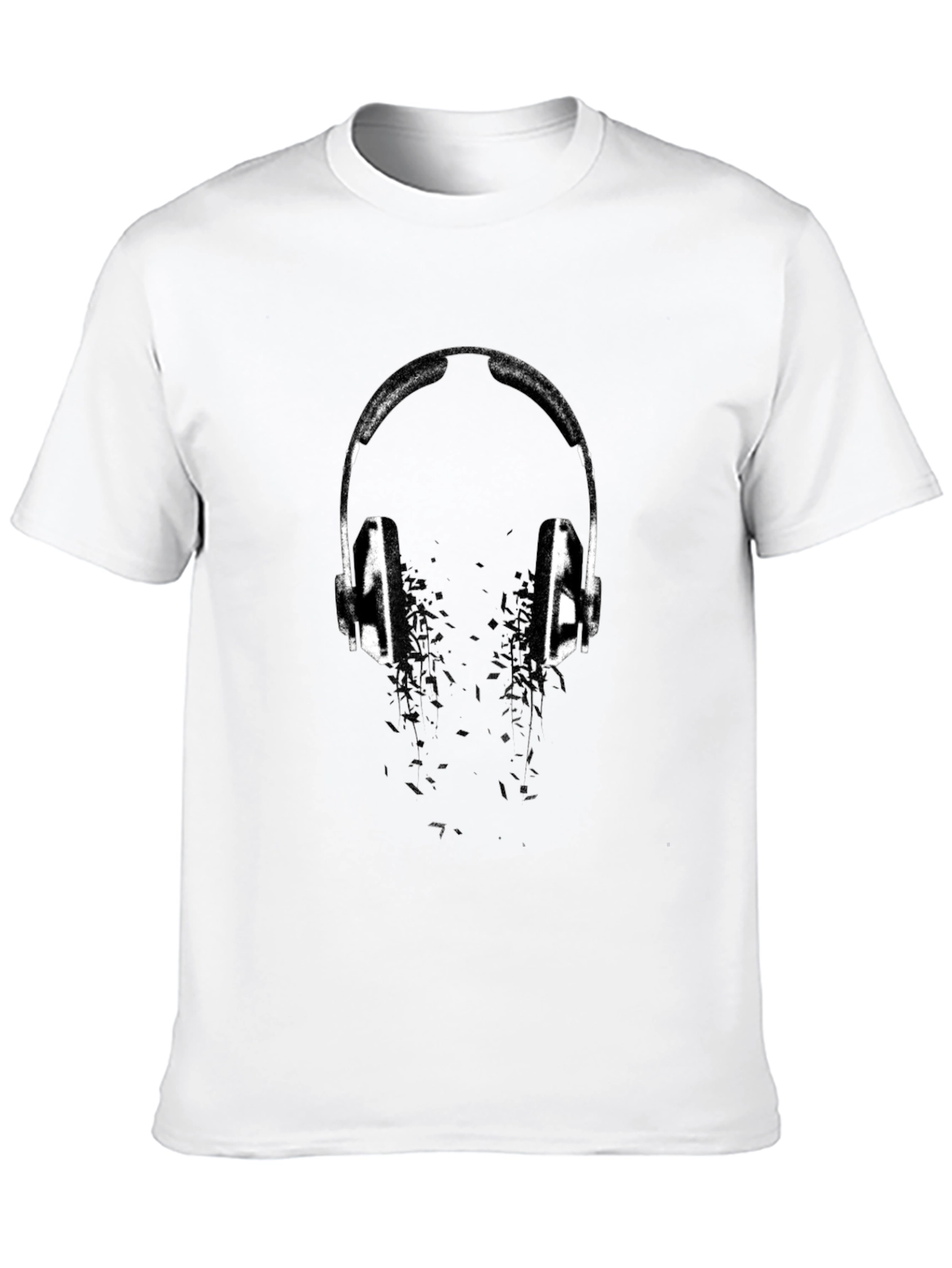 Black Headphones Graphic Tee - Black Cotton T-Shirt view 10