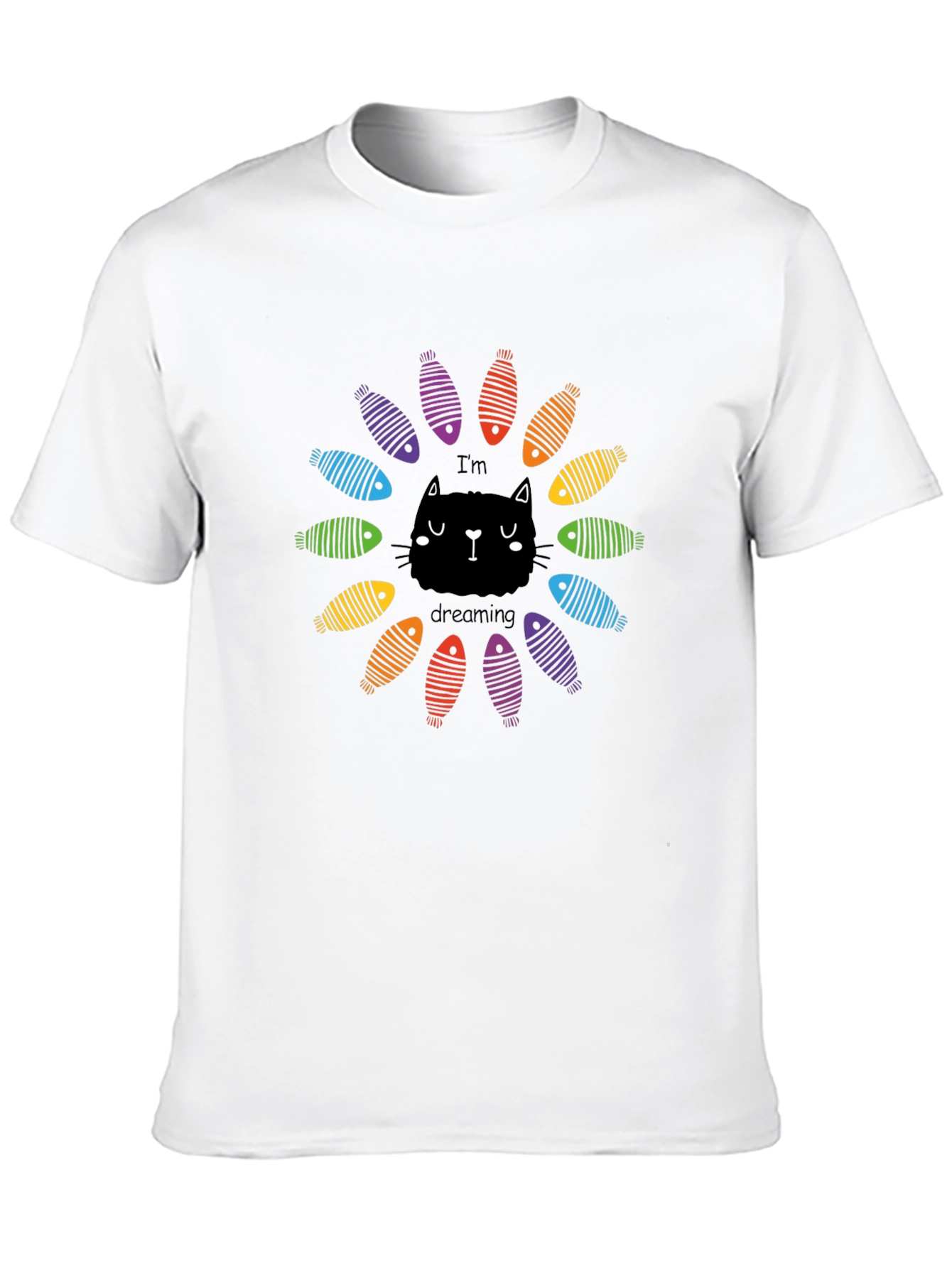 Black Dreaming Cat Graphic Tee - Black Unisex T-Shirt view 10