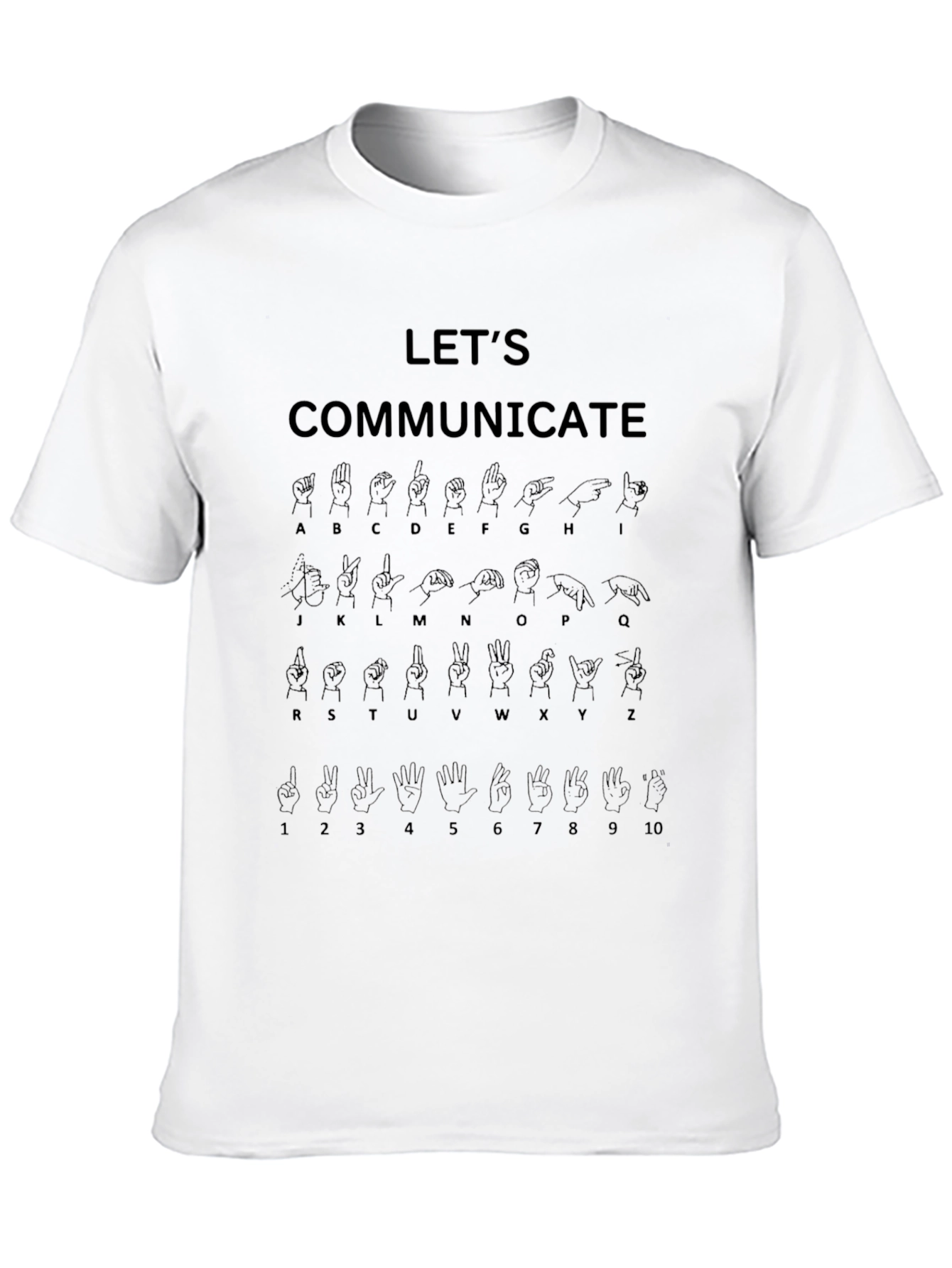 Black Let's Communicate Sign Language T-Shirt view 10