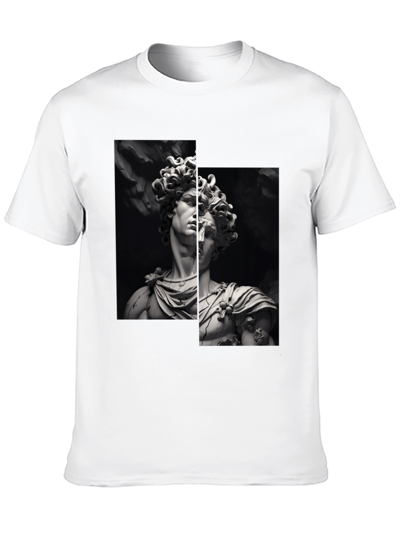 Black David Sculpture Graphic Tee - Black Cotton T-Shirt view 10