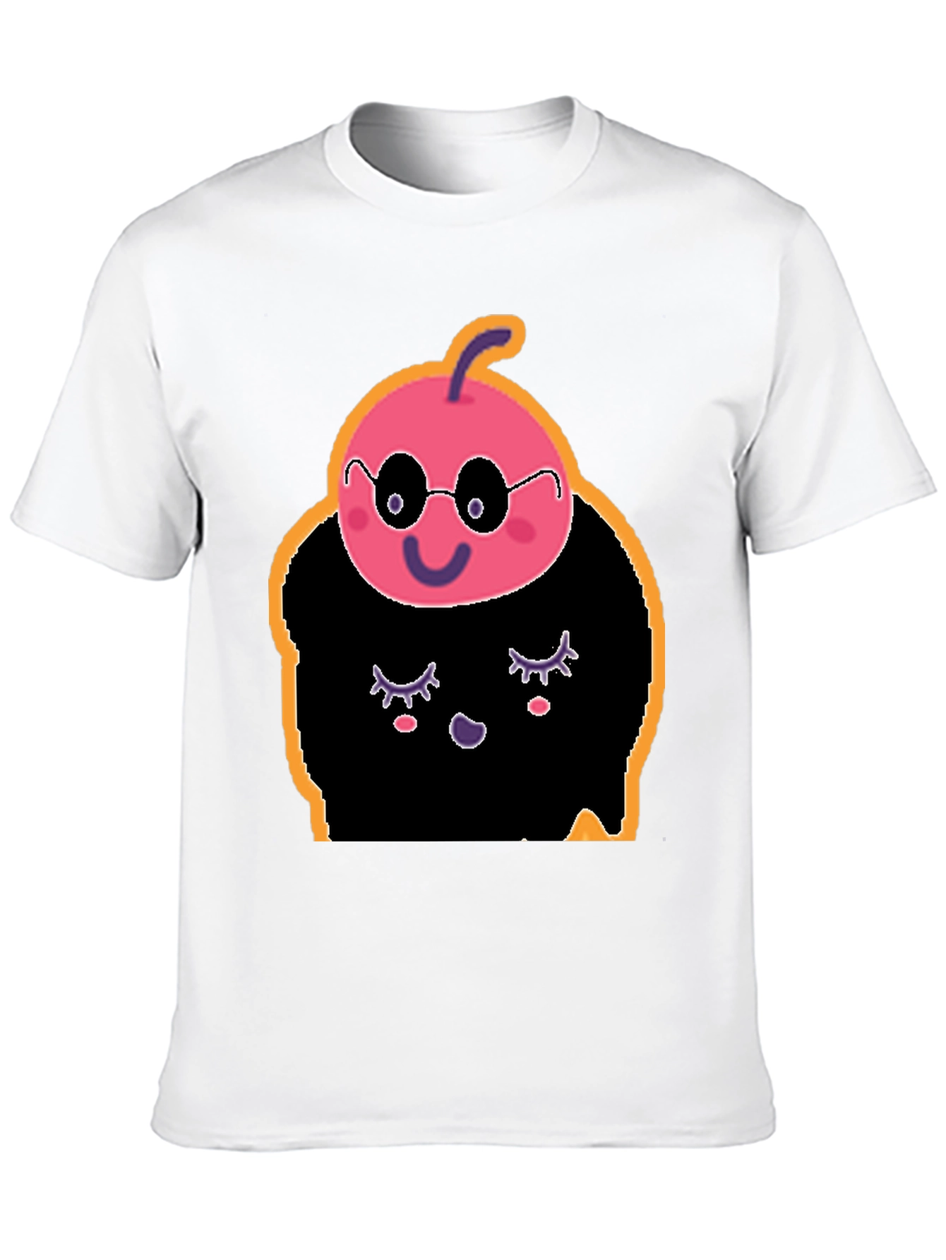 Black Whimsical Cartoon Character Black T-Shirt view 10