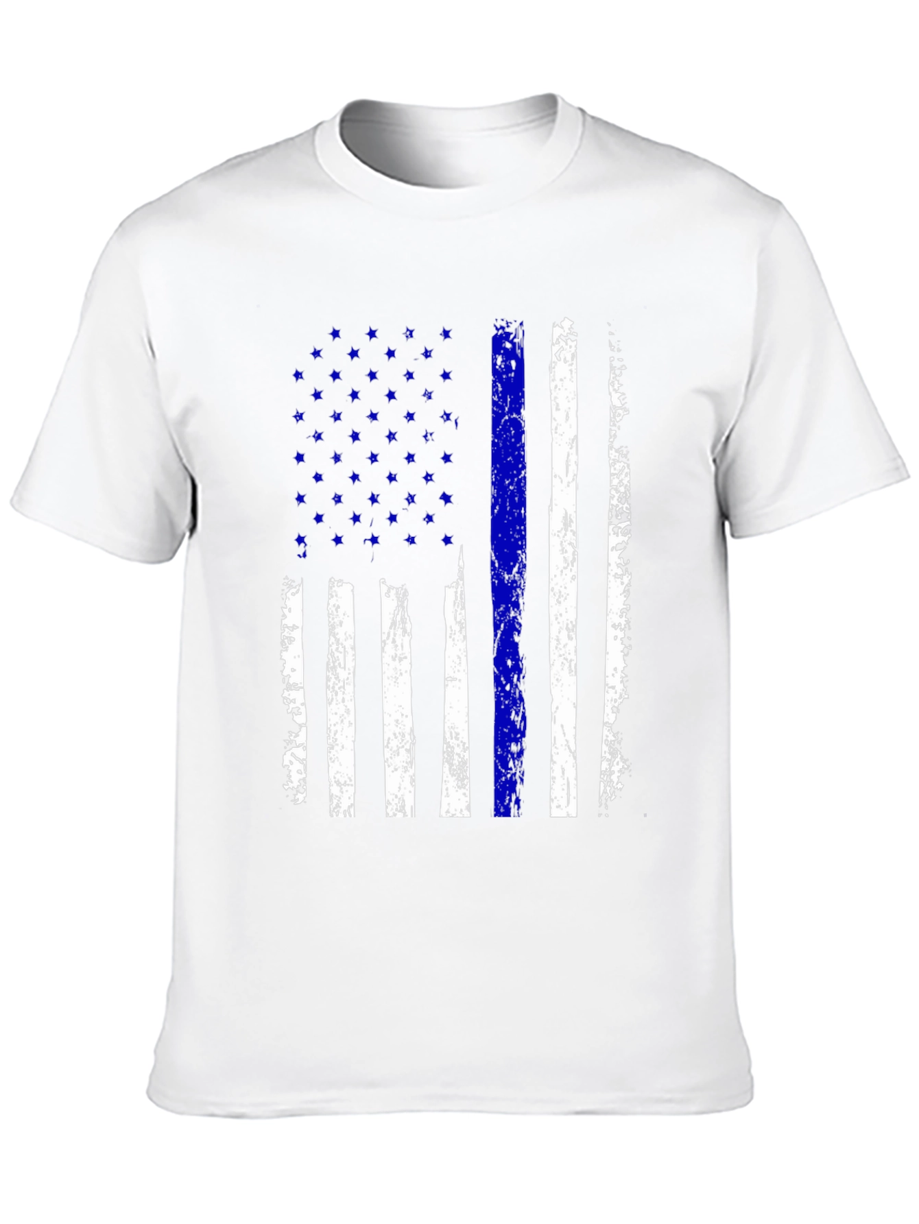 Distressed Thin Blue Line American Flag T-Shirt - 10