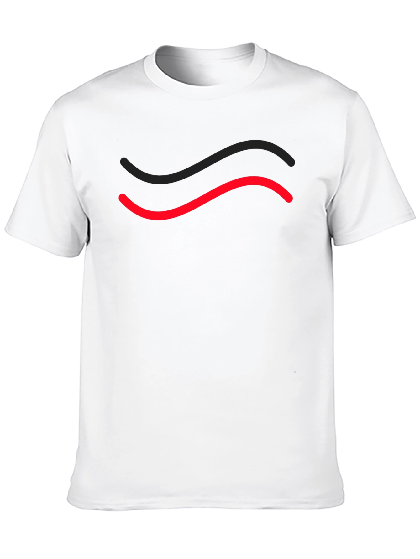 Black Men's Black T-Shirt with Red & Black Wave Design view 10