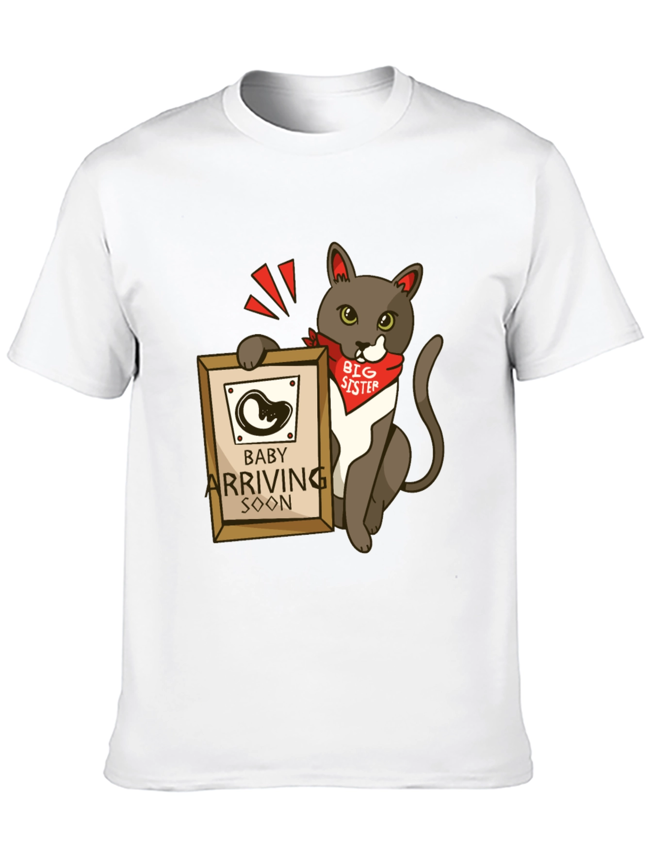 Black Big Sister Cat T-Shirt - Baby Announcement Tee view 10