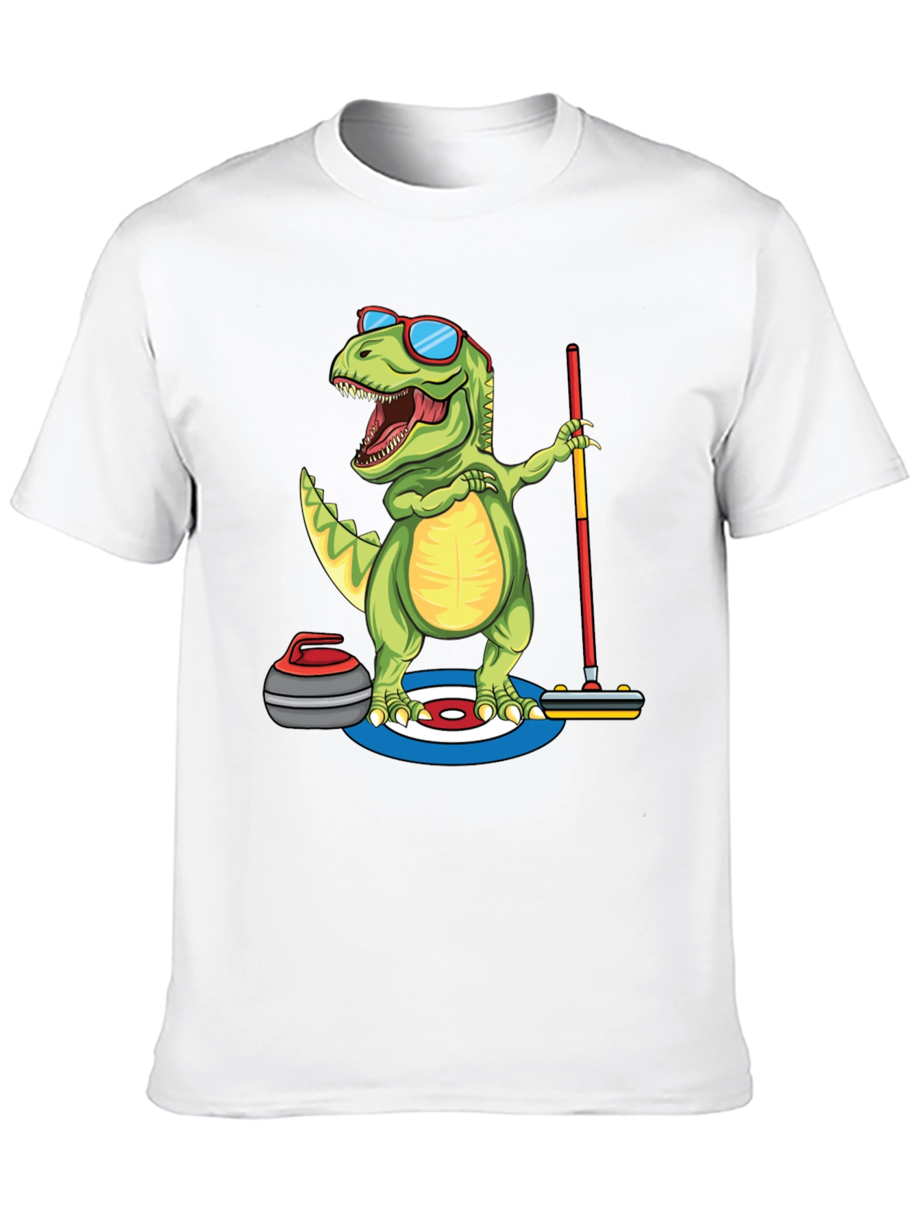 Black Dinosaur Curling T-Shirt - Funny Dino Design view 10