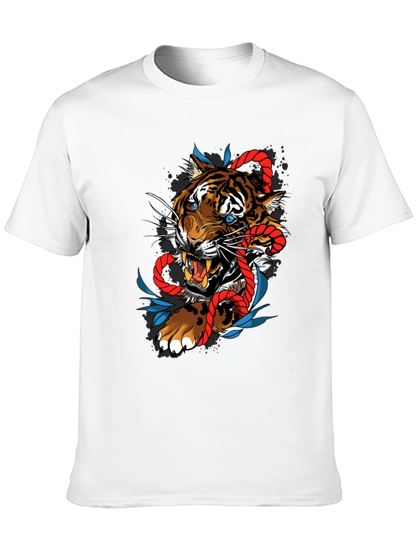 Black Tiger and Rope Graphic Tee - Unique Design view 10