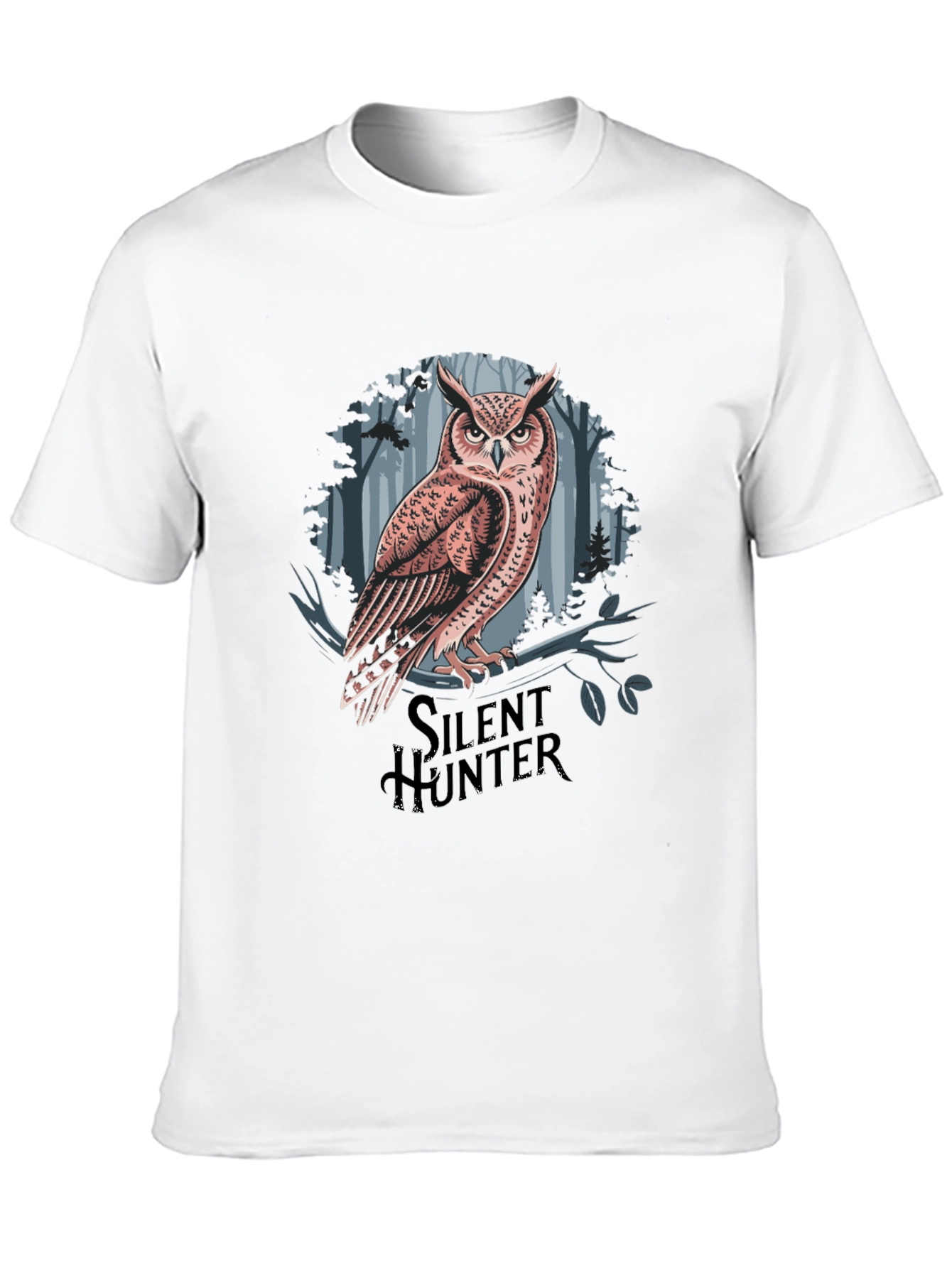 Black Silent Hunter Owl Graphic Tee - Black Cotton Blend view 10