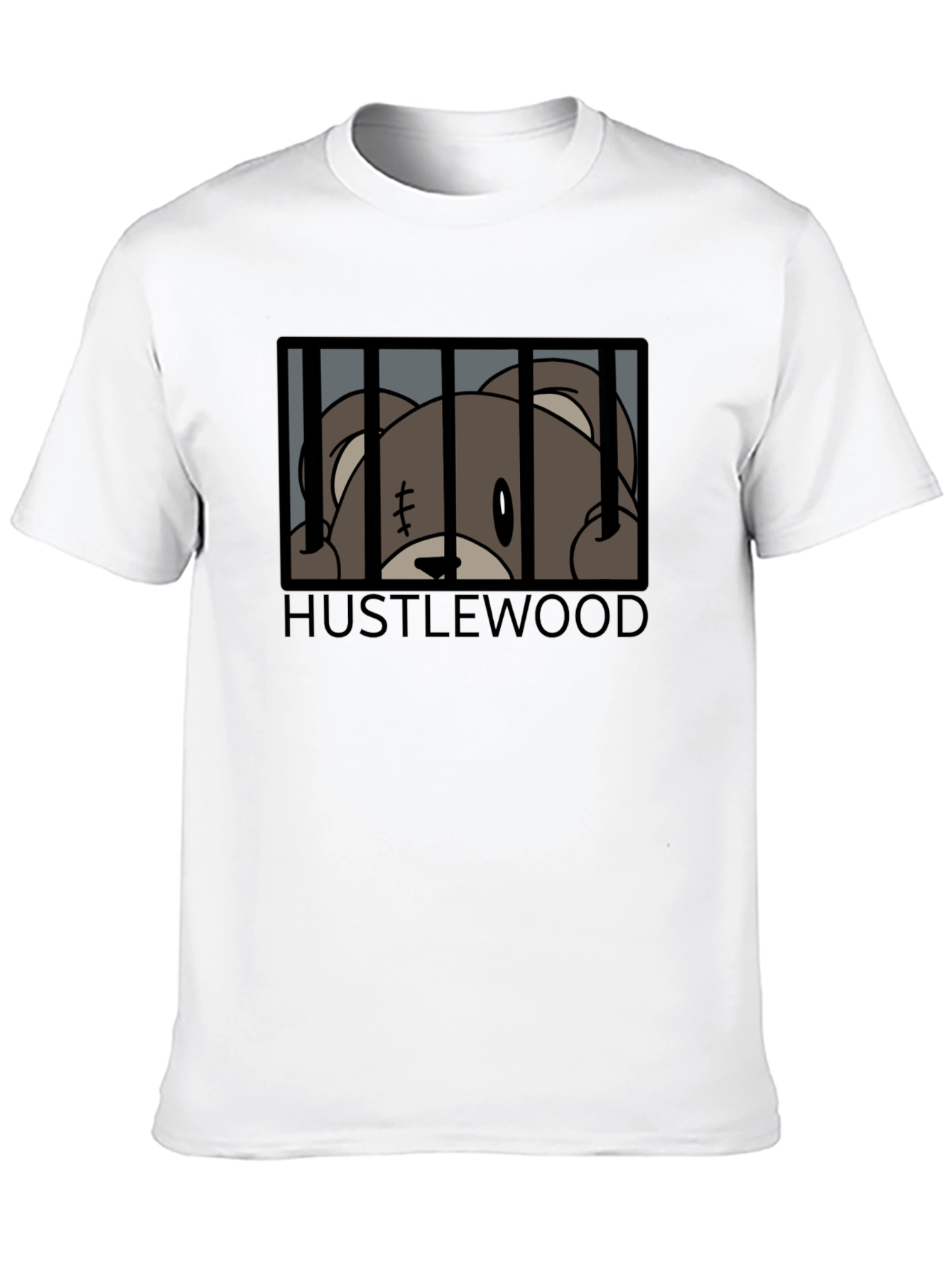 Black Hustlewood Bear Behind Bars Graphic Tee view 10