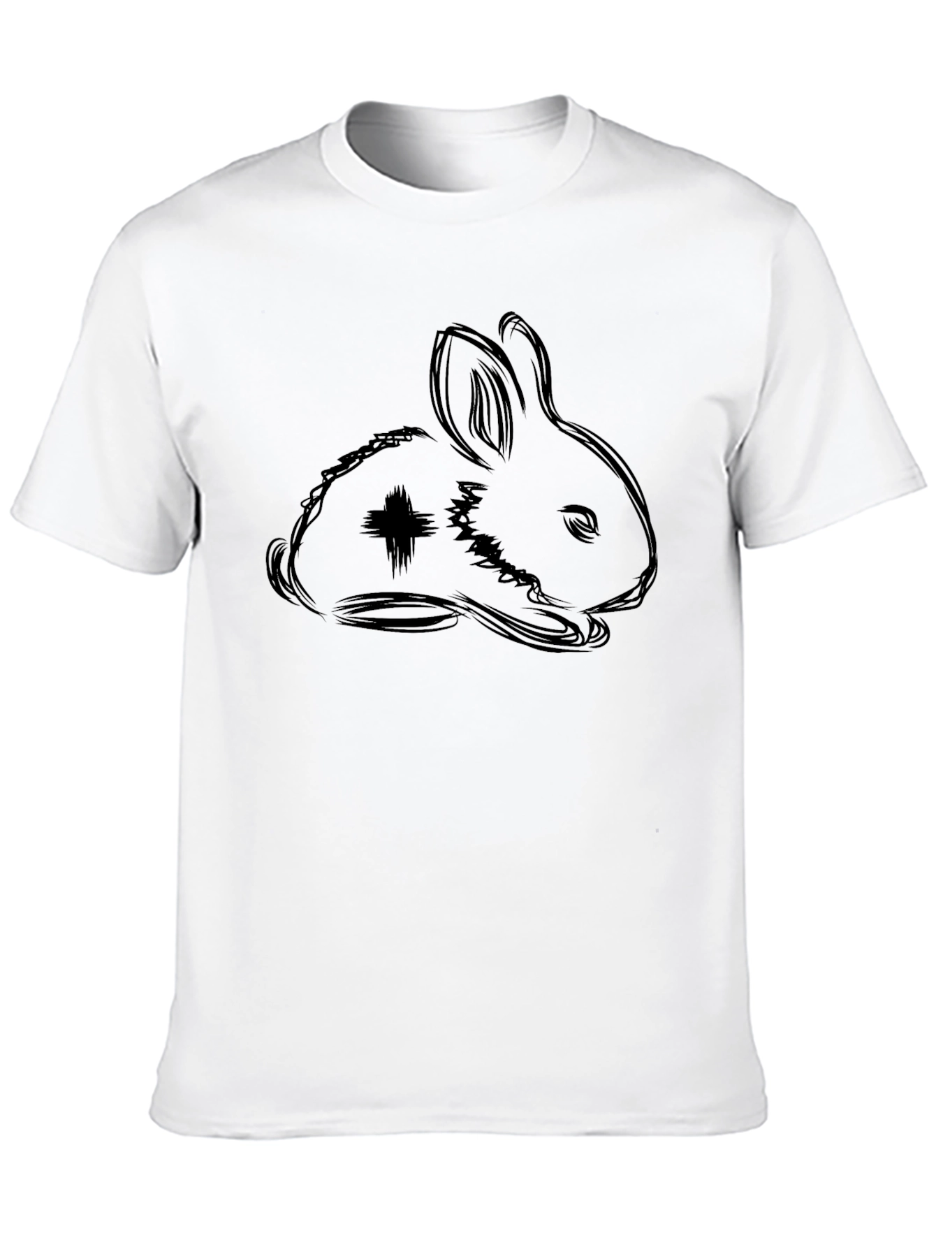 Black Black T-Shirt with Rabbit Graphic view 10