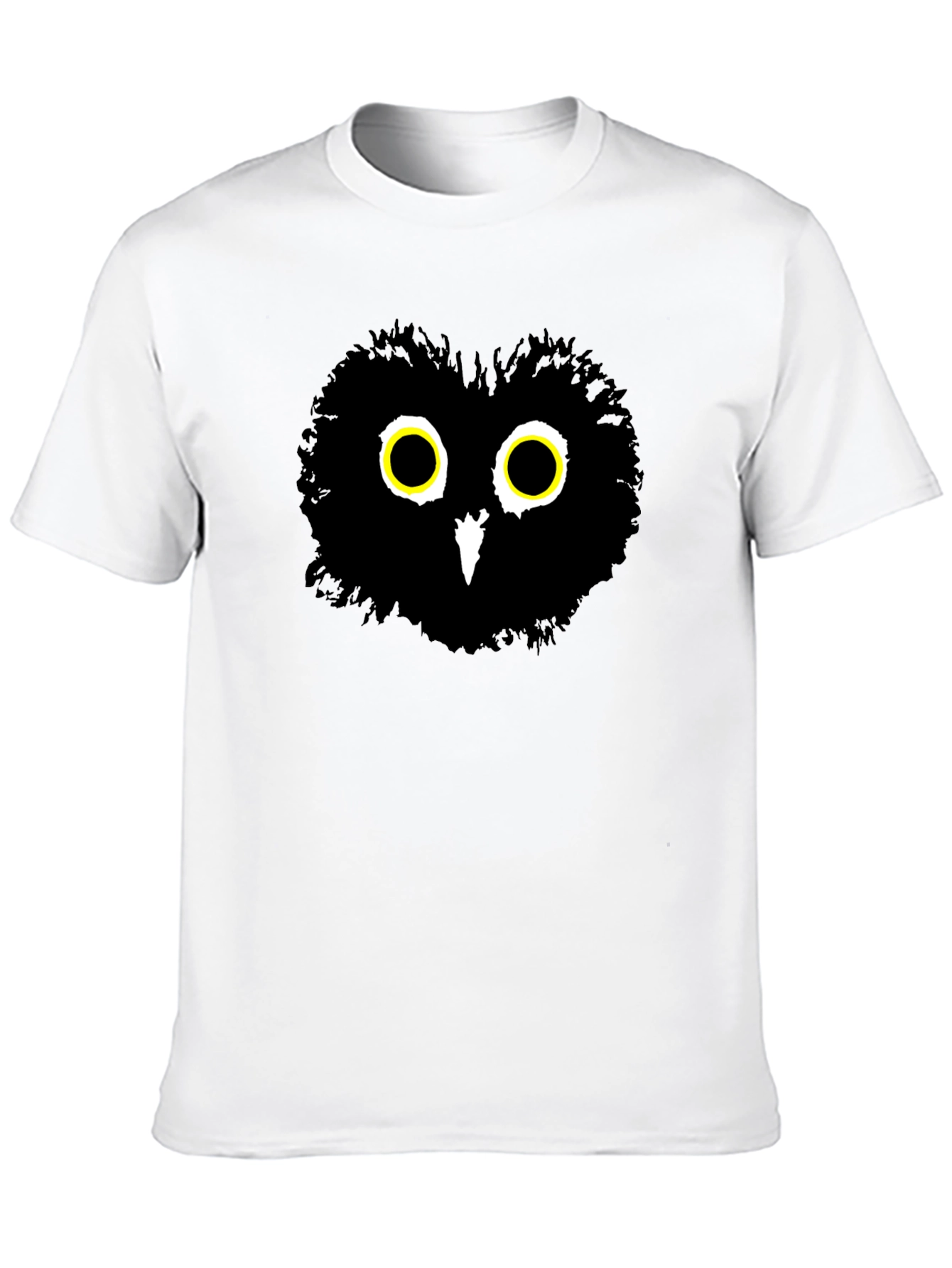 Black Whimsical Owl Graphic Tee - Men's Black Cotton T-Shirt view 10