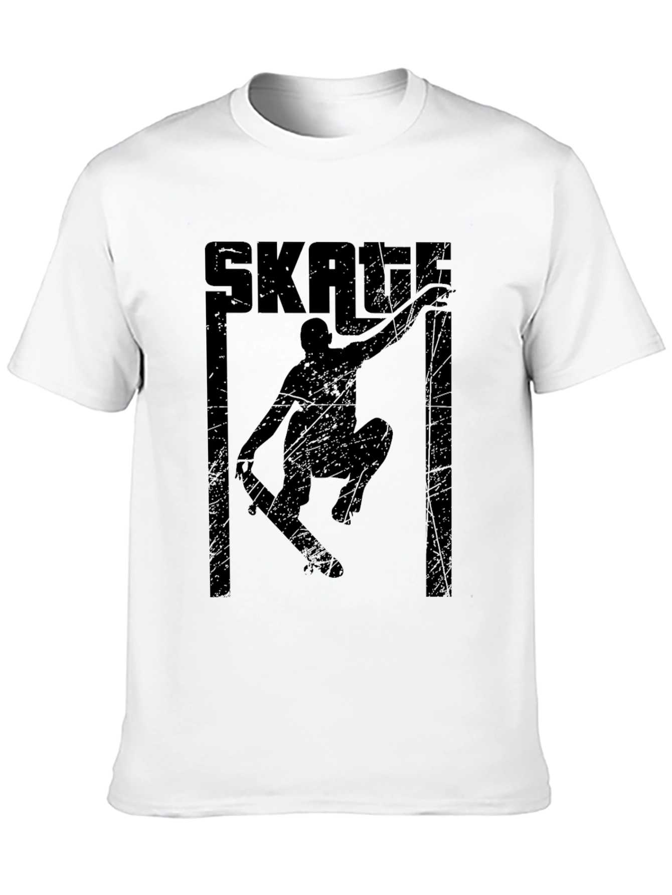 Black Skateboarding Graphic Tee - Black Cotton Skater T-Shirt view 10