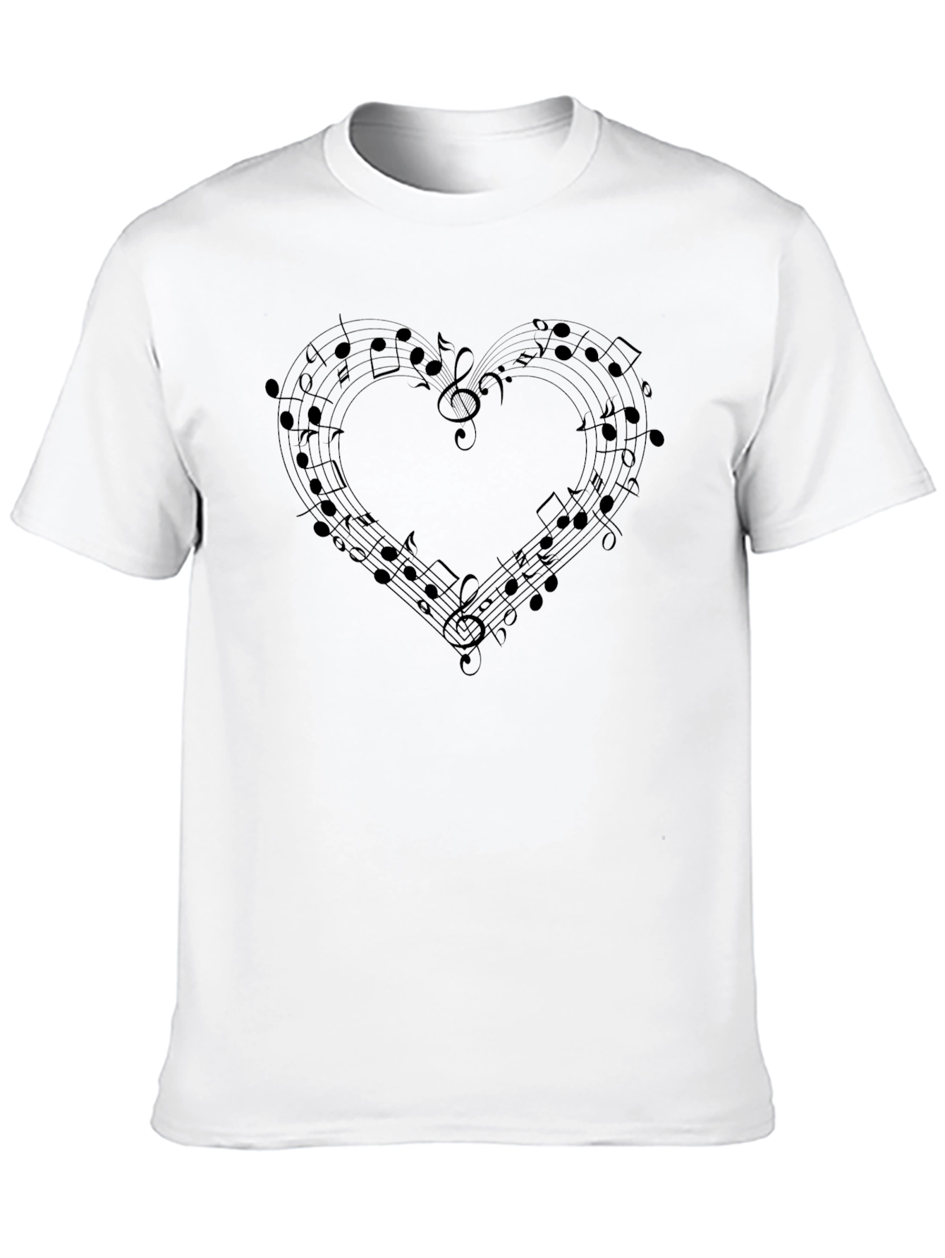 Black Musical Heart Tee - Black Crew Neck T-Shirt view 10
