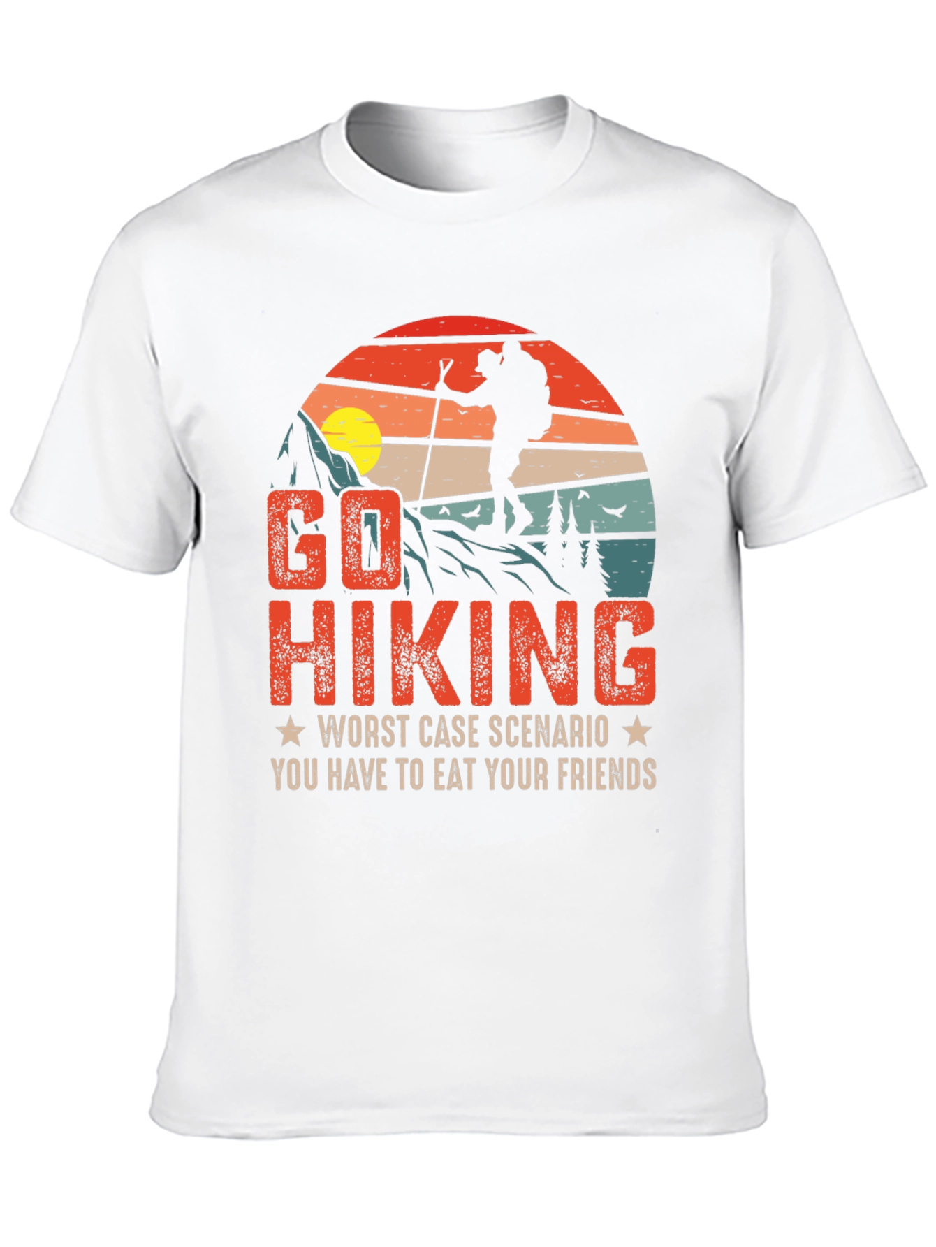 Black Go Hiking Funny Graphic T-Shirt view 10