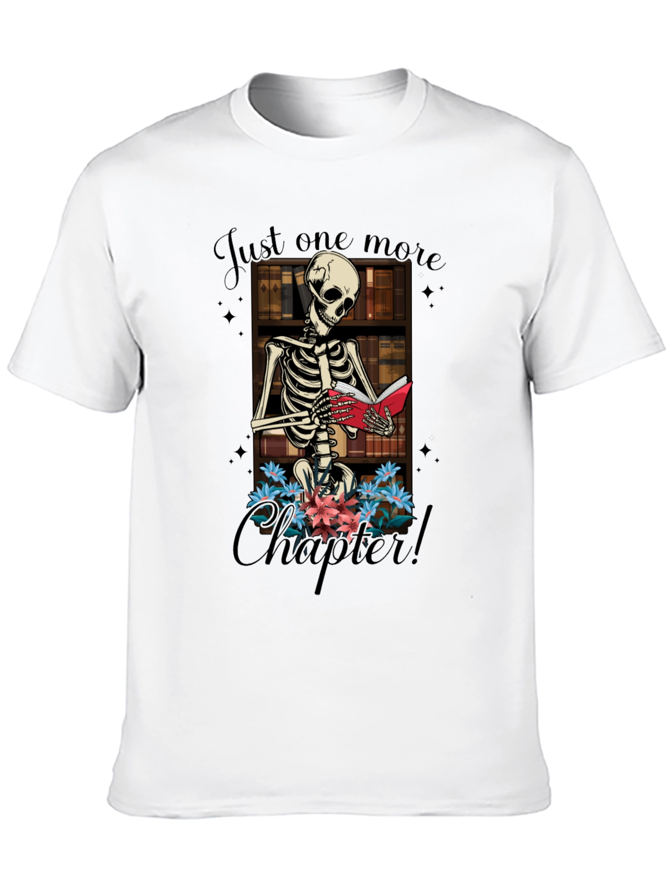 Black Just One More Chapter Skeleton T-Shirt view 10