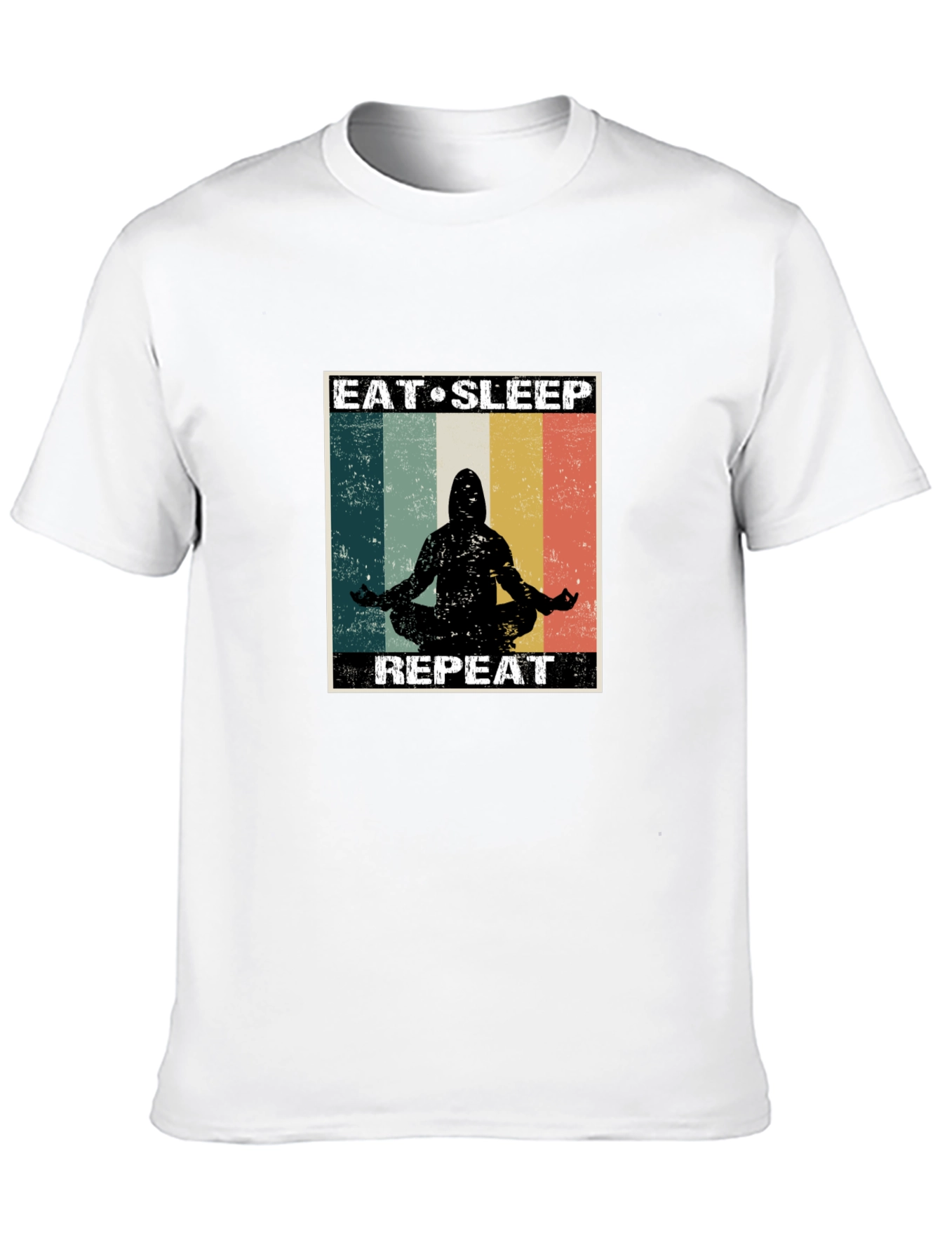 Black Eat Sleep Meditate Repeat Black T-Shirt view 10