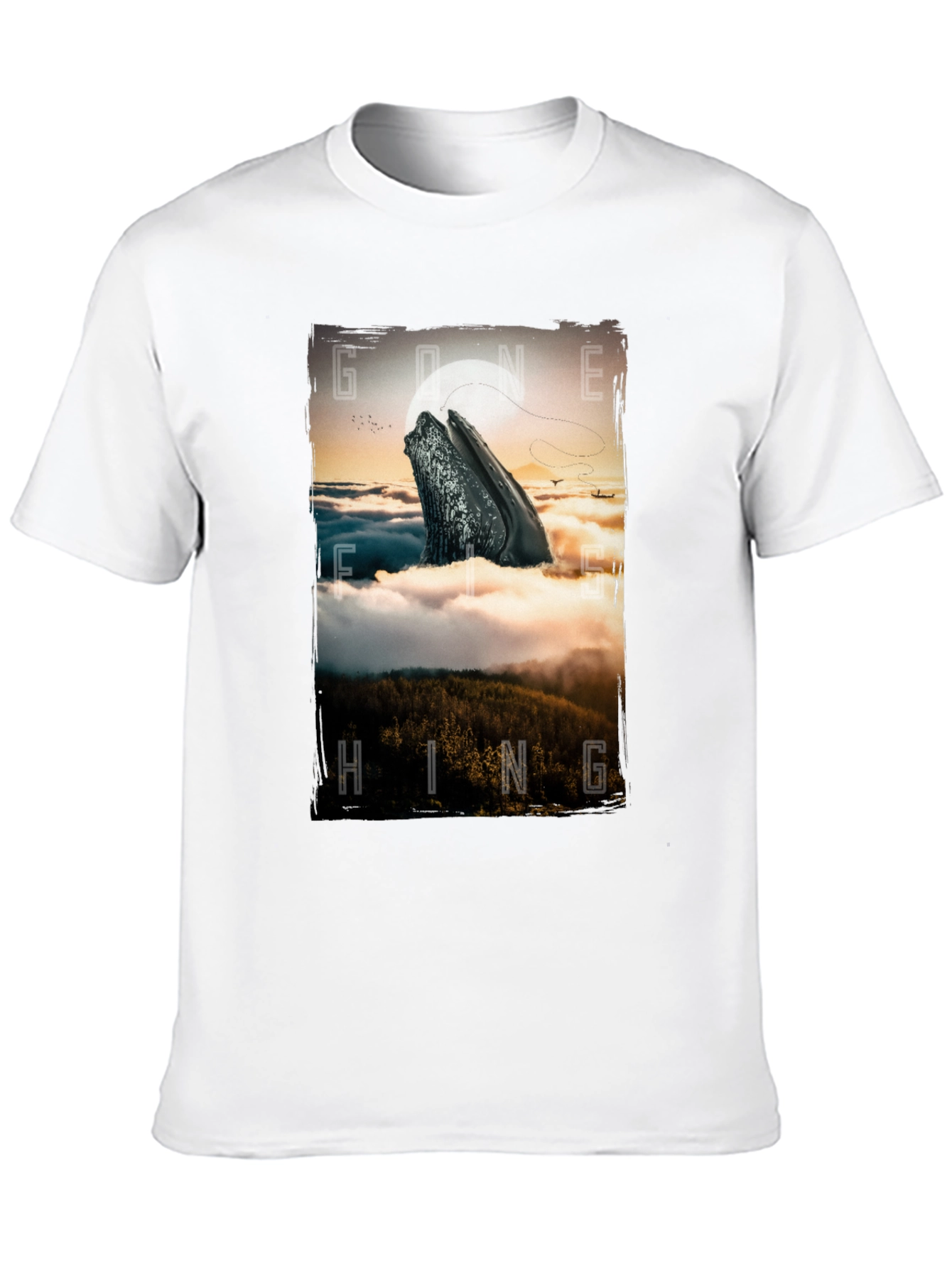 Black Gone Hiking Whale Graphic Tee - Black Cotton T-Shirt view 10