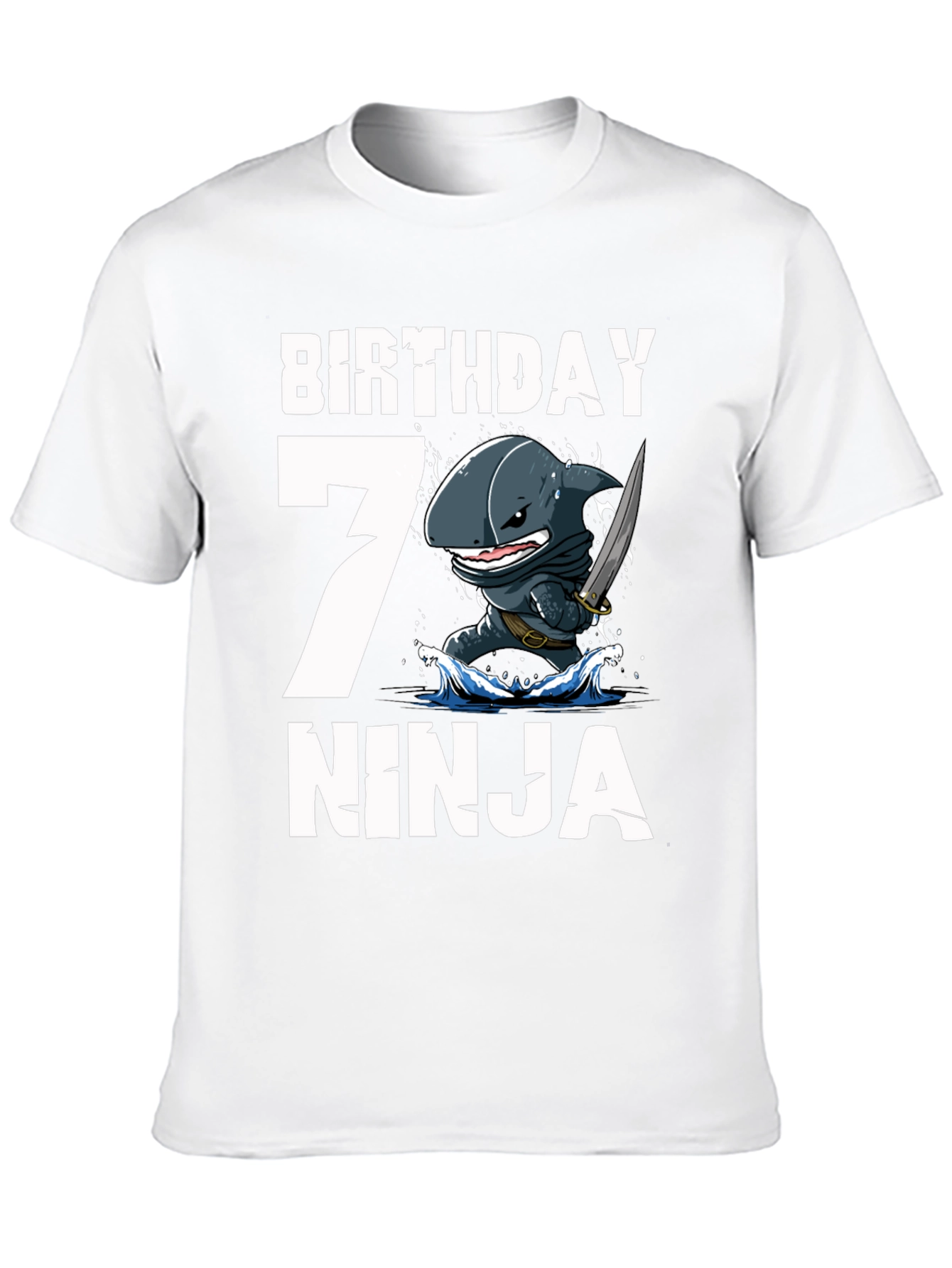 Black Birthday 7 Ninja Shark T-Shirt view 10
