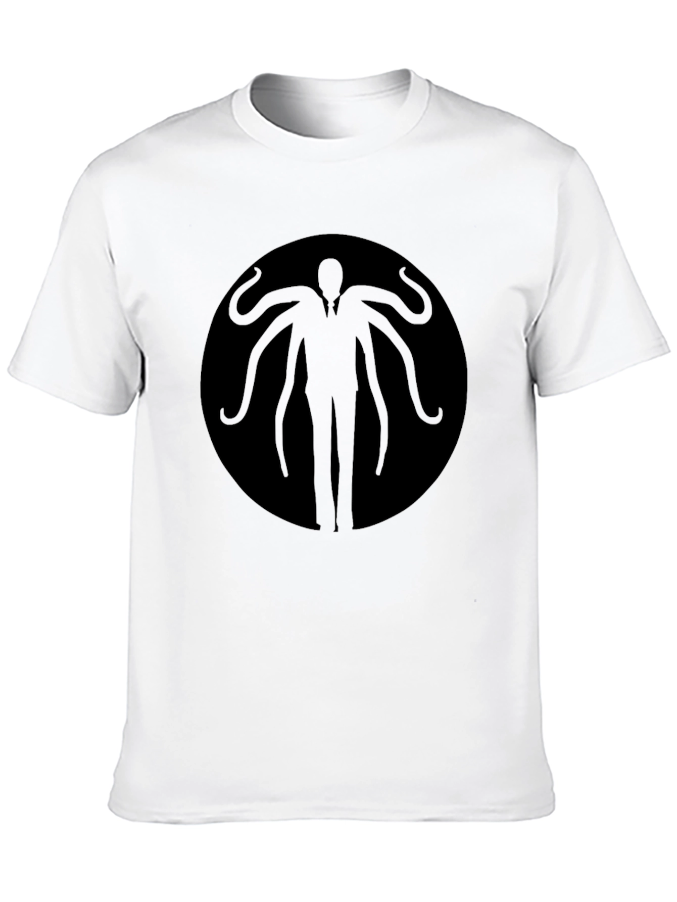 Black Slender Man Graphic Tee - Black Cotton Blend view 10