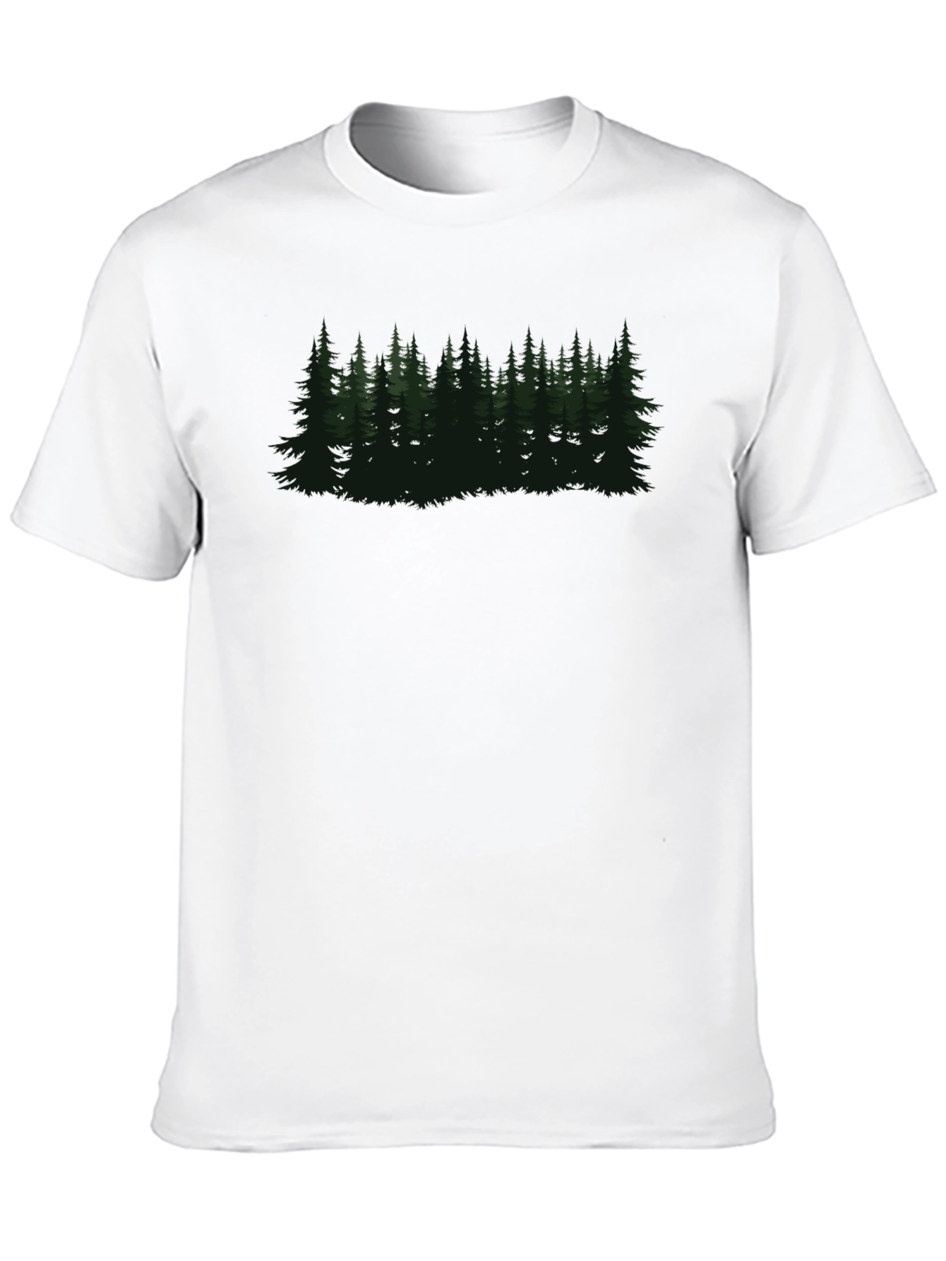 Black Men's Black T-Shirt with Forest Graphic view 10
