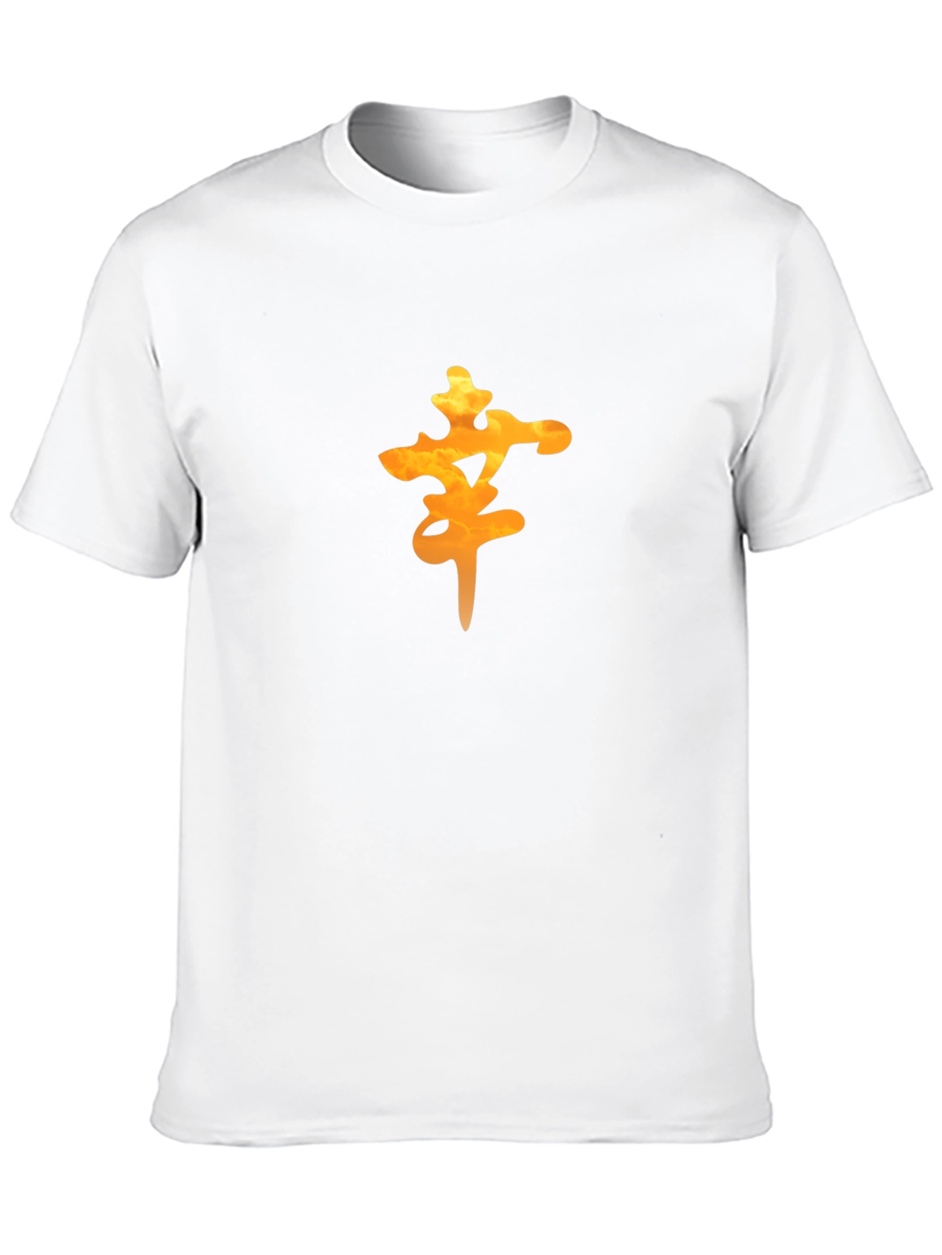 Black Men's Black Tee with Orange Lucky Symbol view 10
