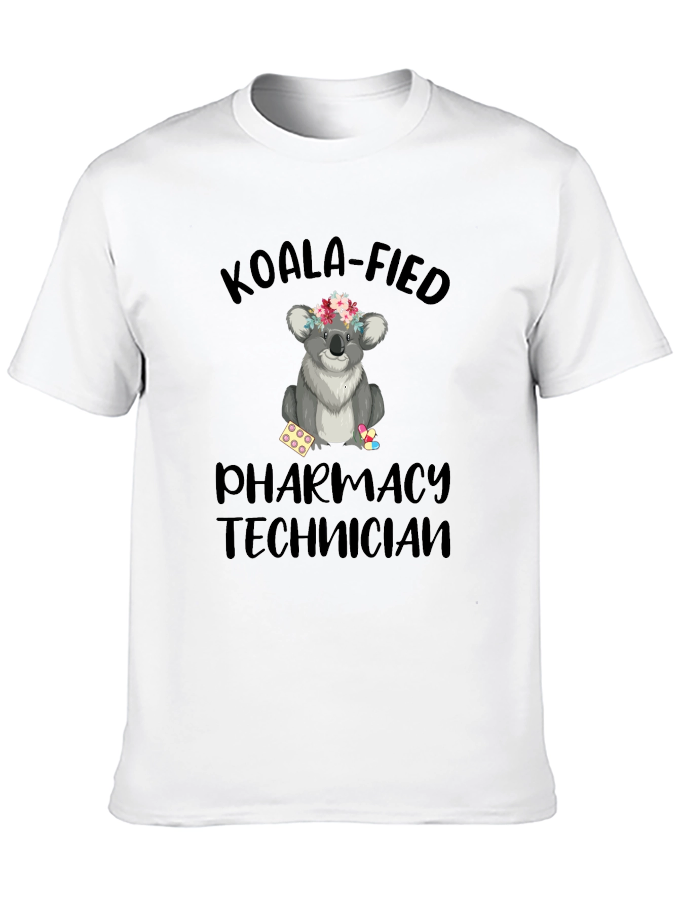 Black Koala-fied Pharmacy Technician Black T-Shirt view 10