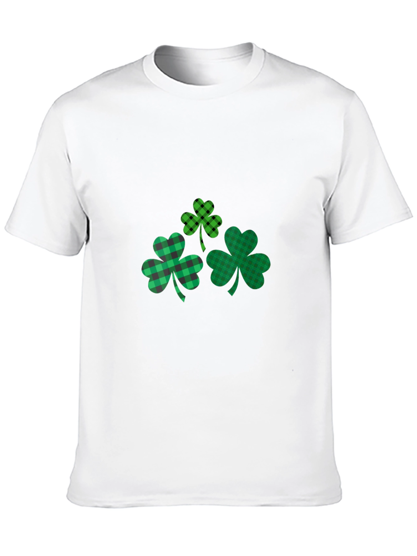 Black St. Patrick's Day Shamrock Plaid T-Shirt view 10