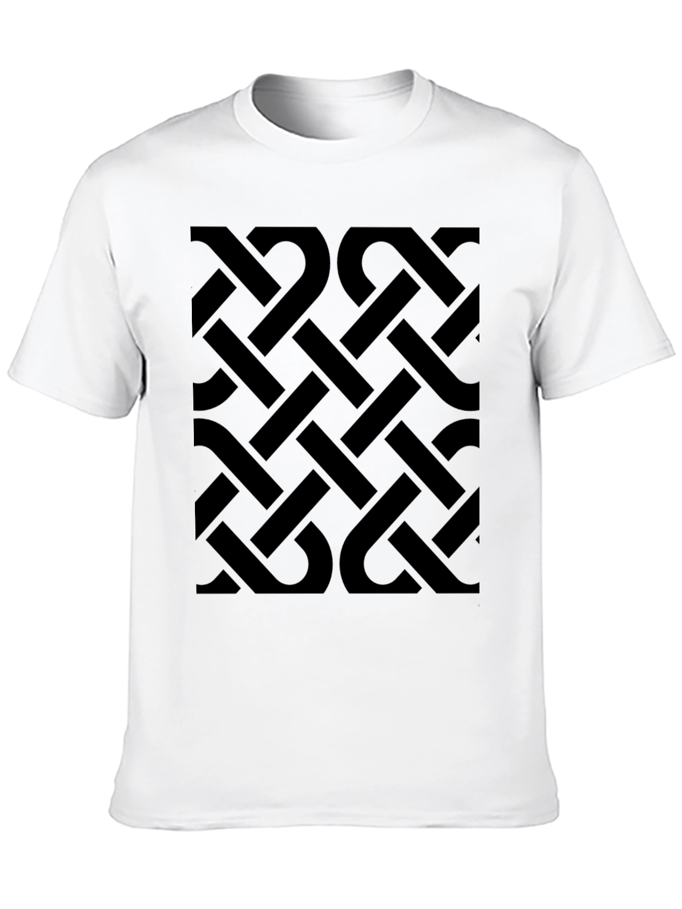 Black Geometric Patterned Men's Black T-Shirt view 10