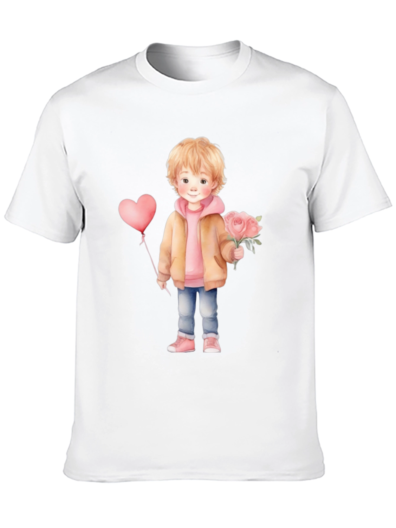 Black Cute Boy with Flowers and Balloon T-Shirt view 10