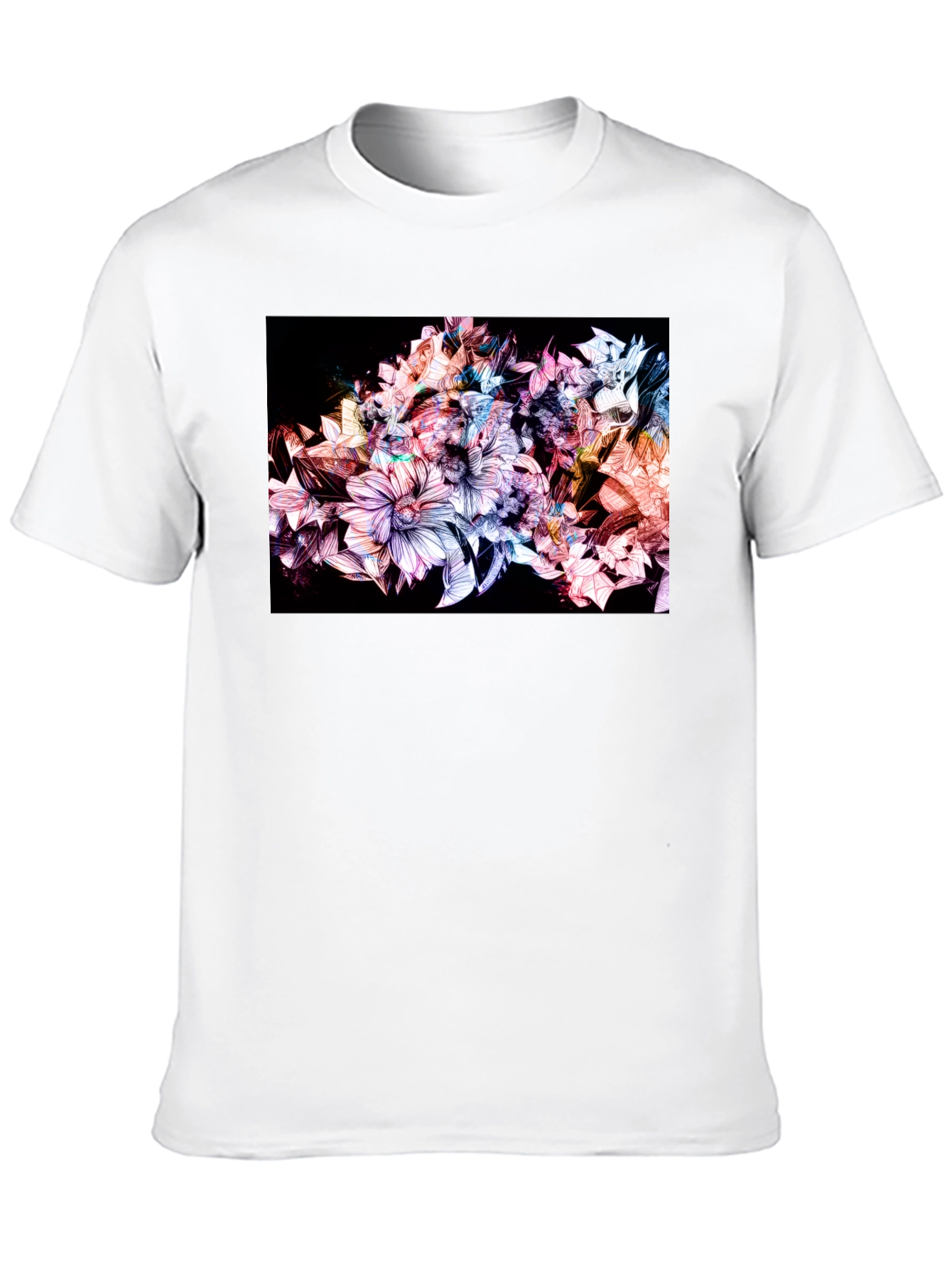 Black Floral Design Black T-Shirt view 10