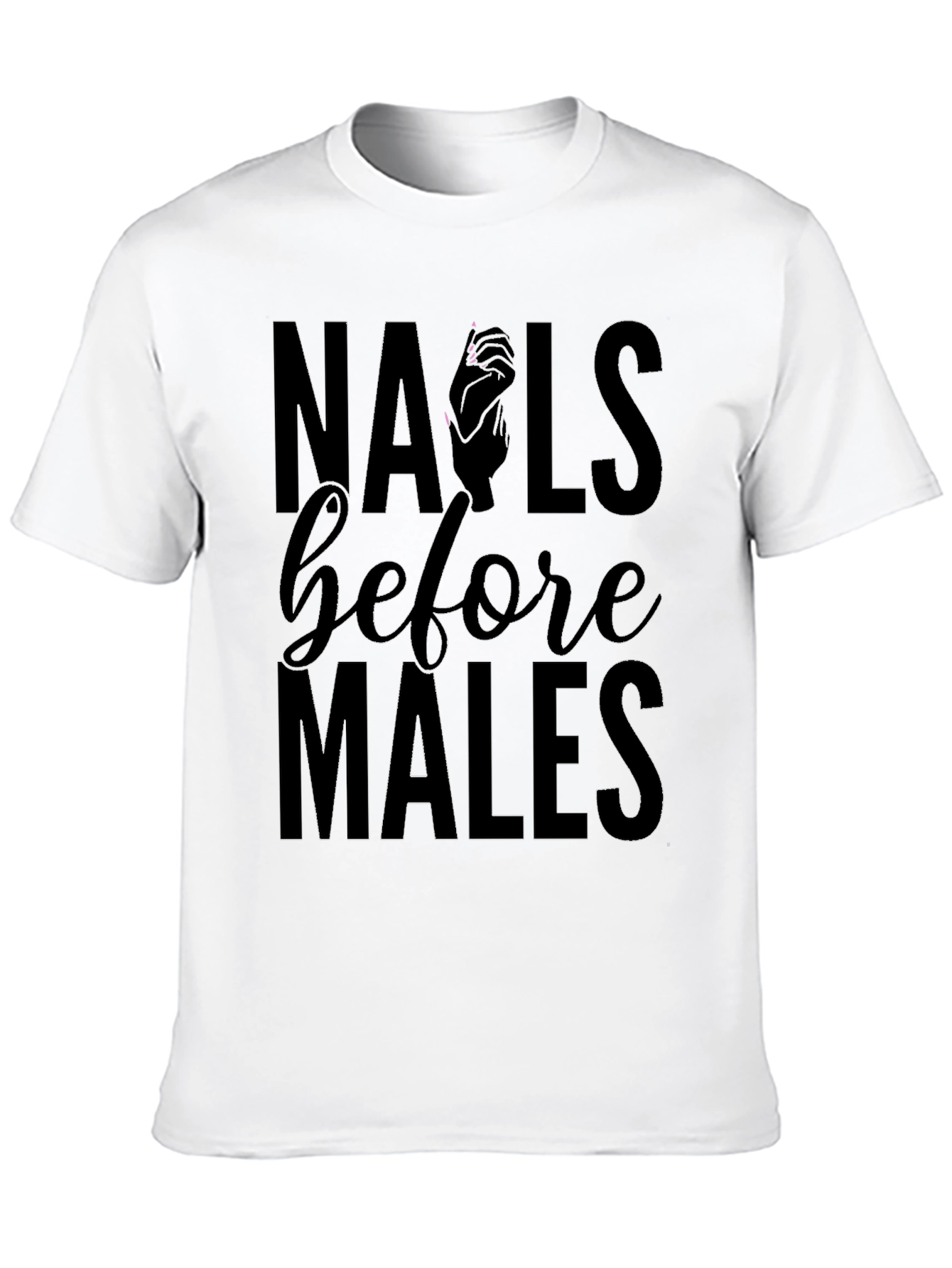 Black Nails Before Males Graphic Tee - Black Cotton T-Shirt view 10
