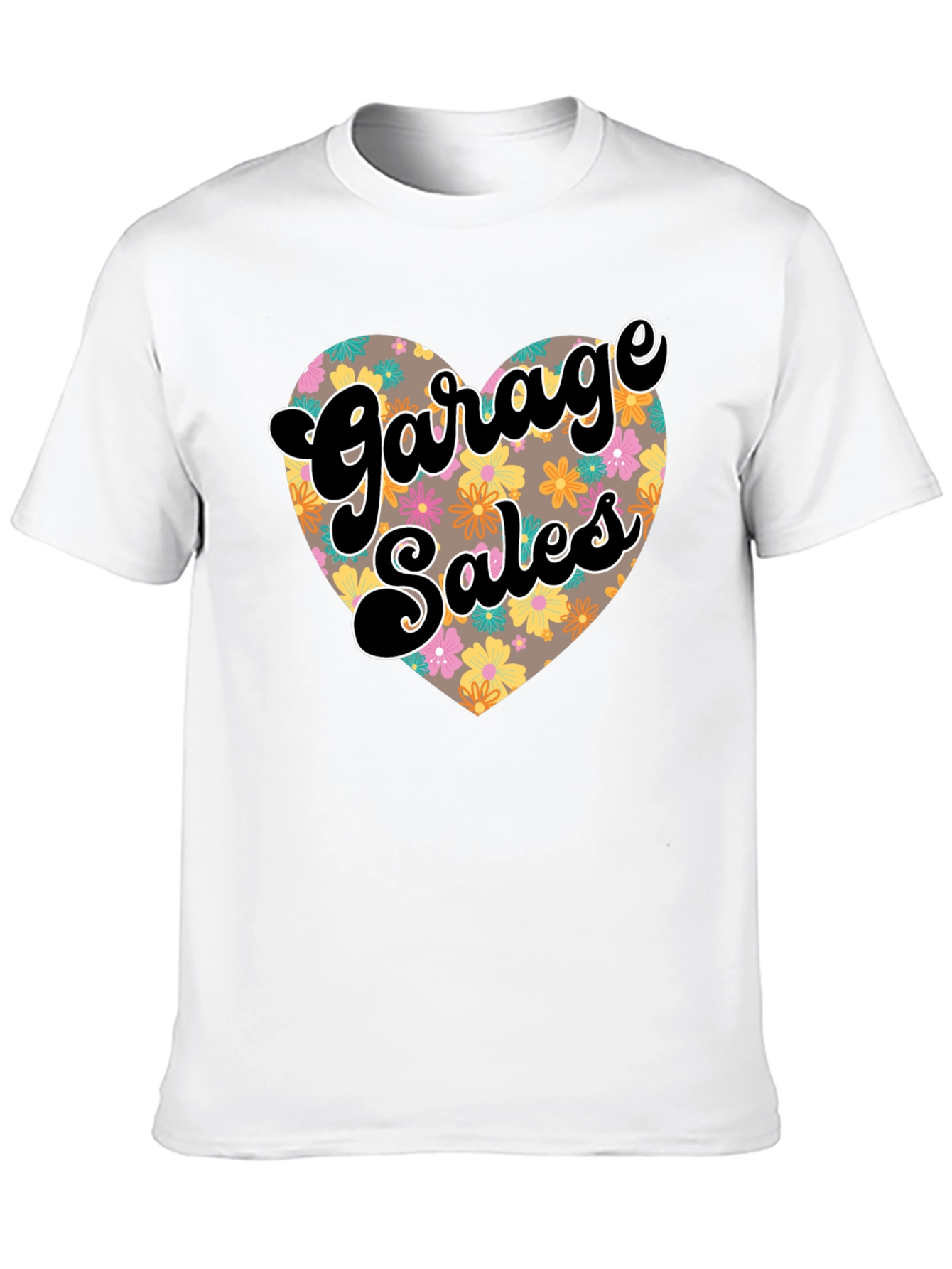 Black Garage Sales Floral Heart T-Shirt view 10