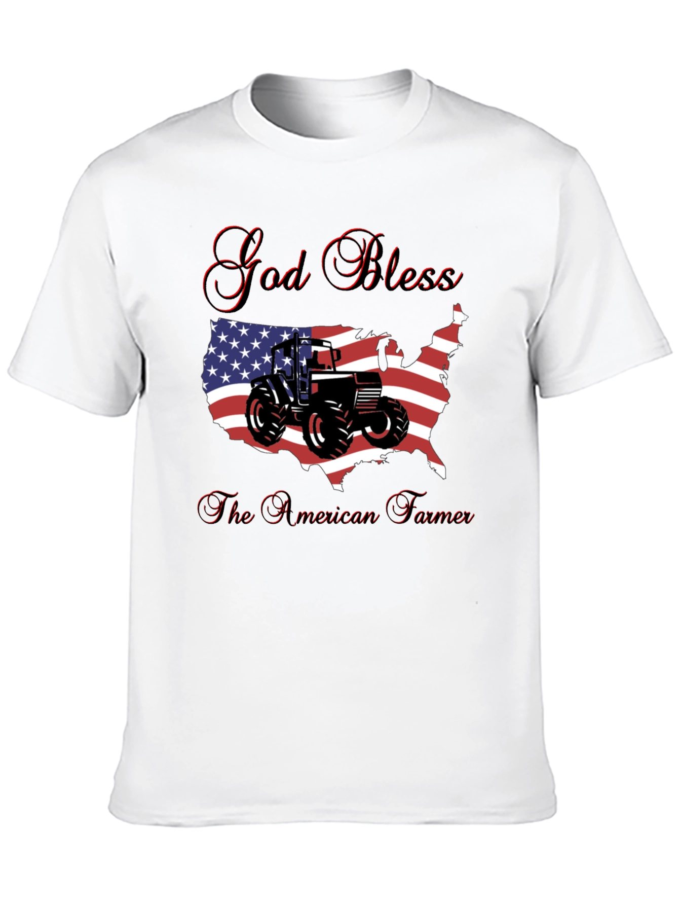 God Bless American Farmer Tractor USA Flag T-Shirt - 10