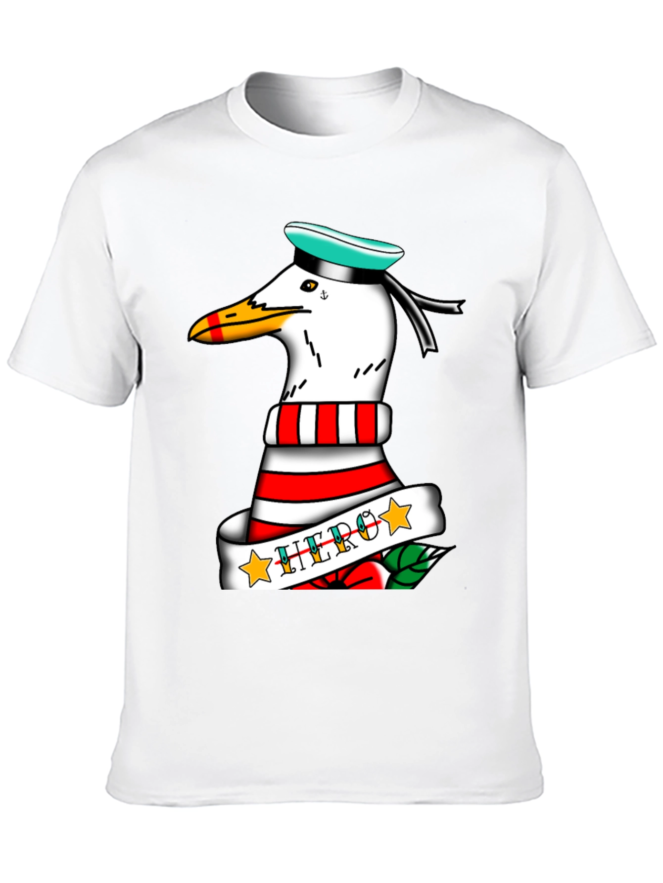 Black Seagull Sailor "Hero" Tattoo Style Graphic Tee - Black view 10