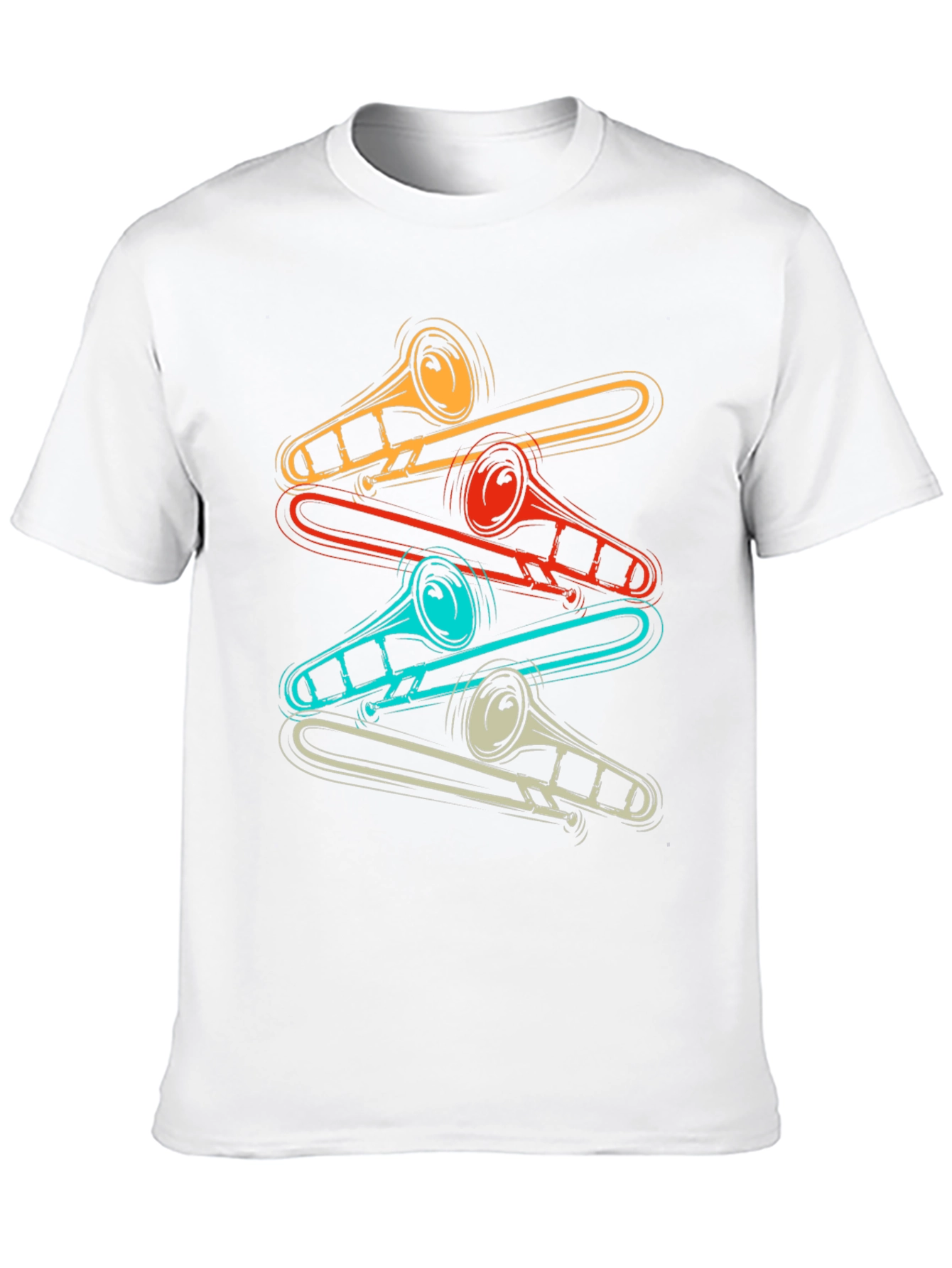 Black Retro Trombone Music Lover T-Shirt view 10