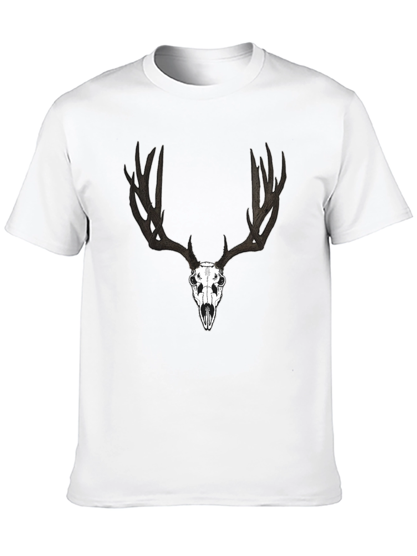 Black Deer Skull Graphic Black T-Shirt view 10